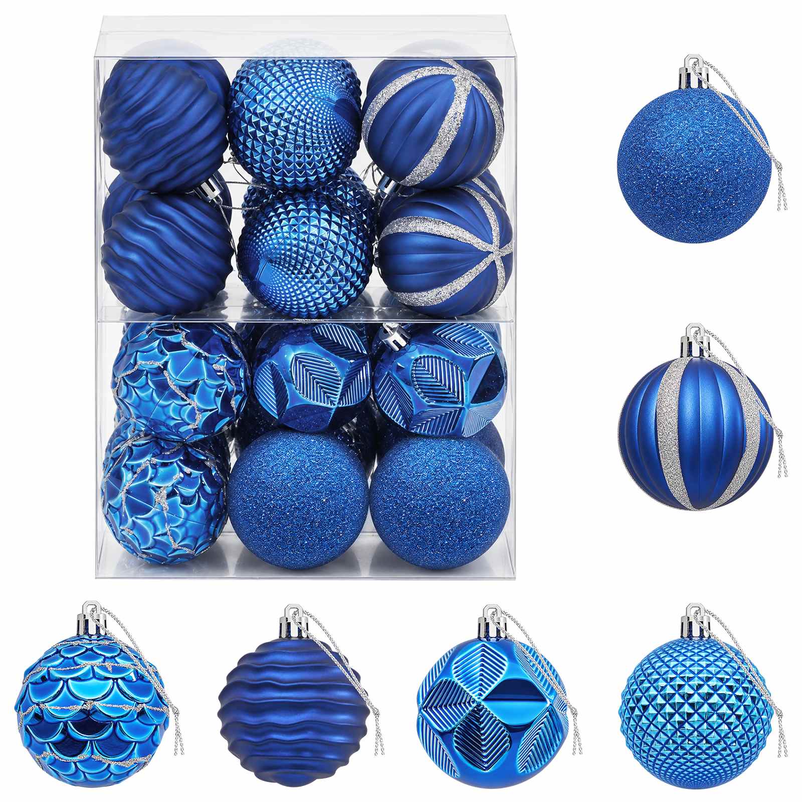 Set di Palline di Natale 36 pz Blu 6 cm Polistirolo