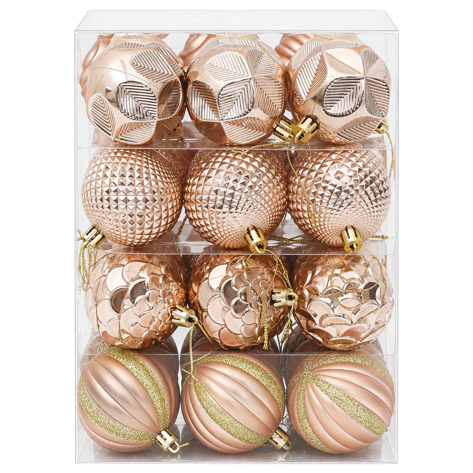 Set di Palline di Natale 36 pz Oro rosa 6 cm Polistirolo