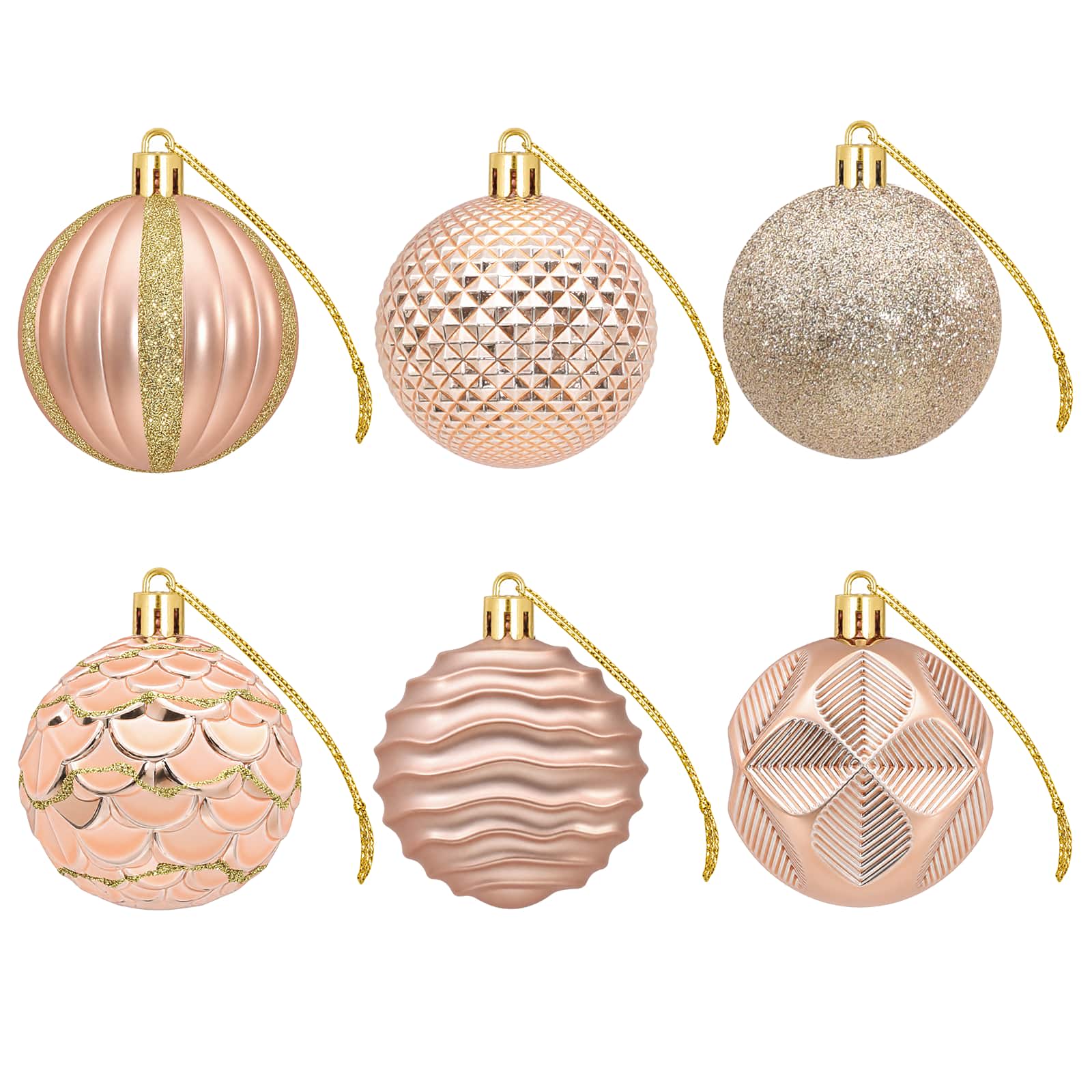 Set di Palline di Natale 36 pz Oro rosa 6 cm Polistirolo