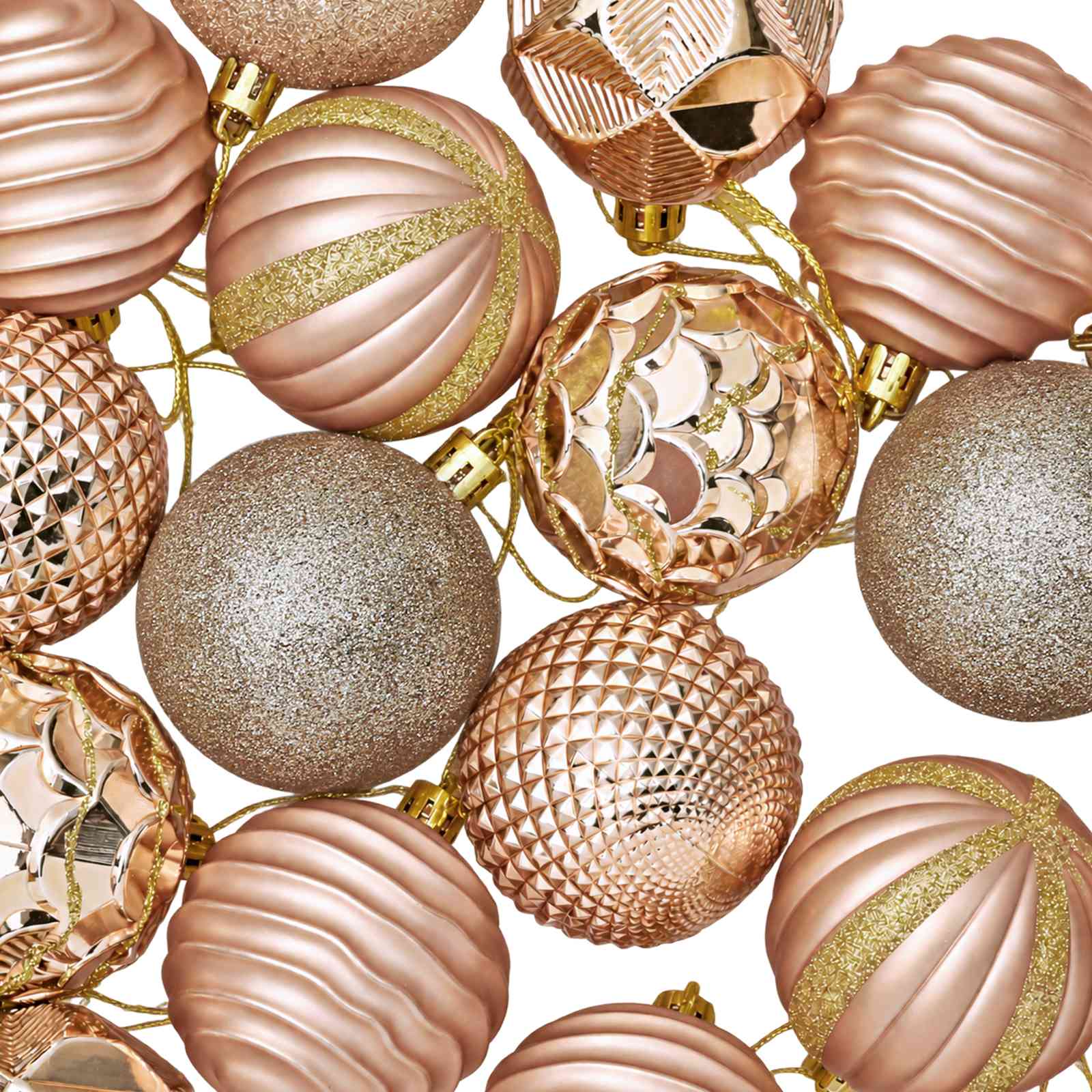 Set di Palline di Natale 36 pz Oro rosa 6 cm Polistirolo