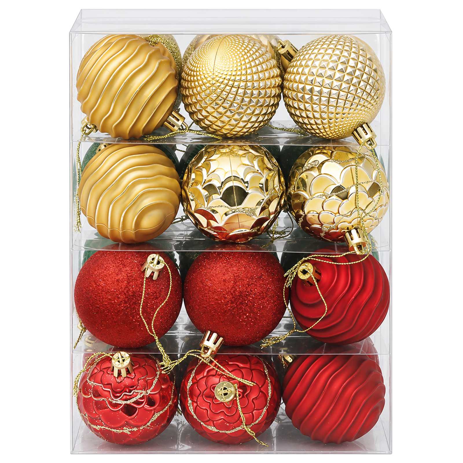 Set di palline natalizie 36 pz Rosso, oro e verde 6 cm