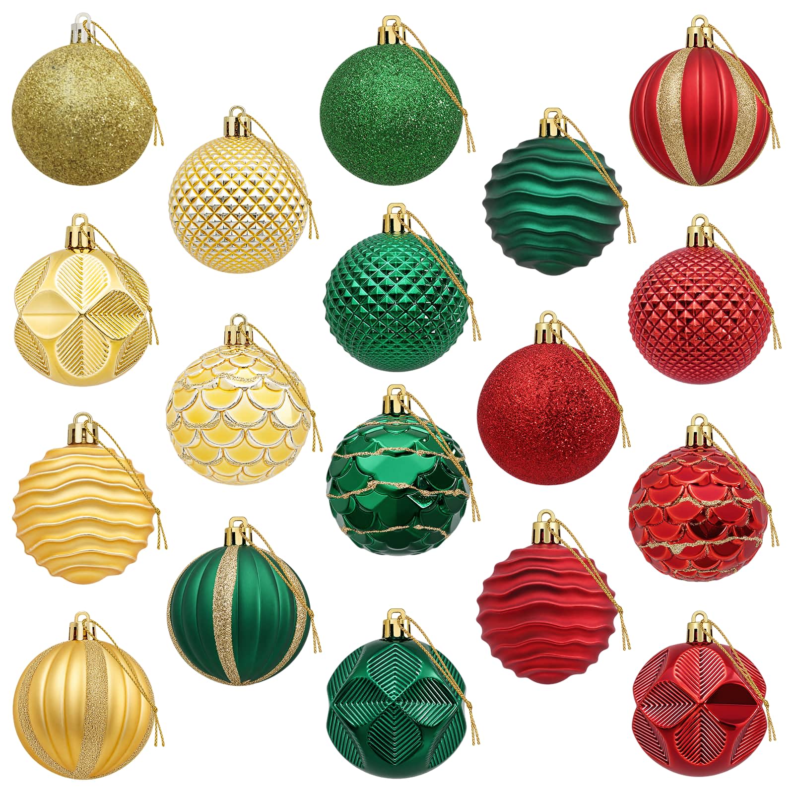 Set di palline natalizie 36 pz Rosso, oro e verde 6 cm