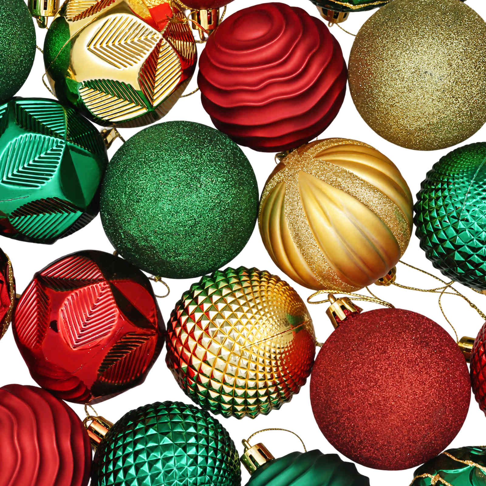 Set di palline natalizie 36 pz Rosso, oro e verde 6 cm