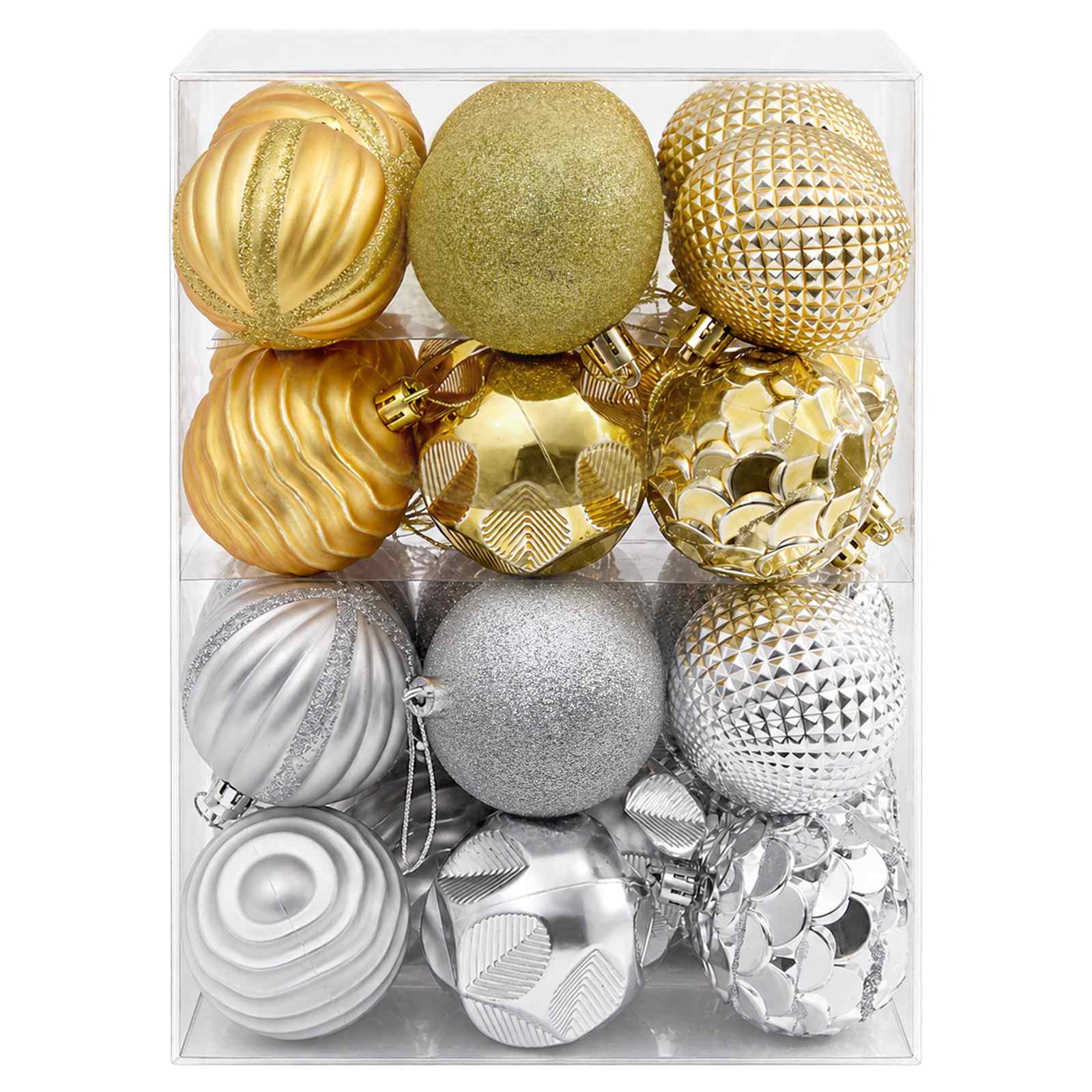 Set di Palline di Natale 36 pz Argento e oro 6 cm Polistirolo