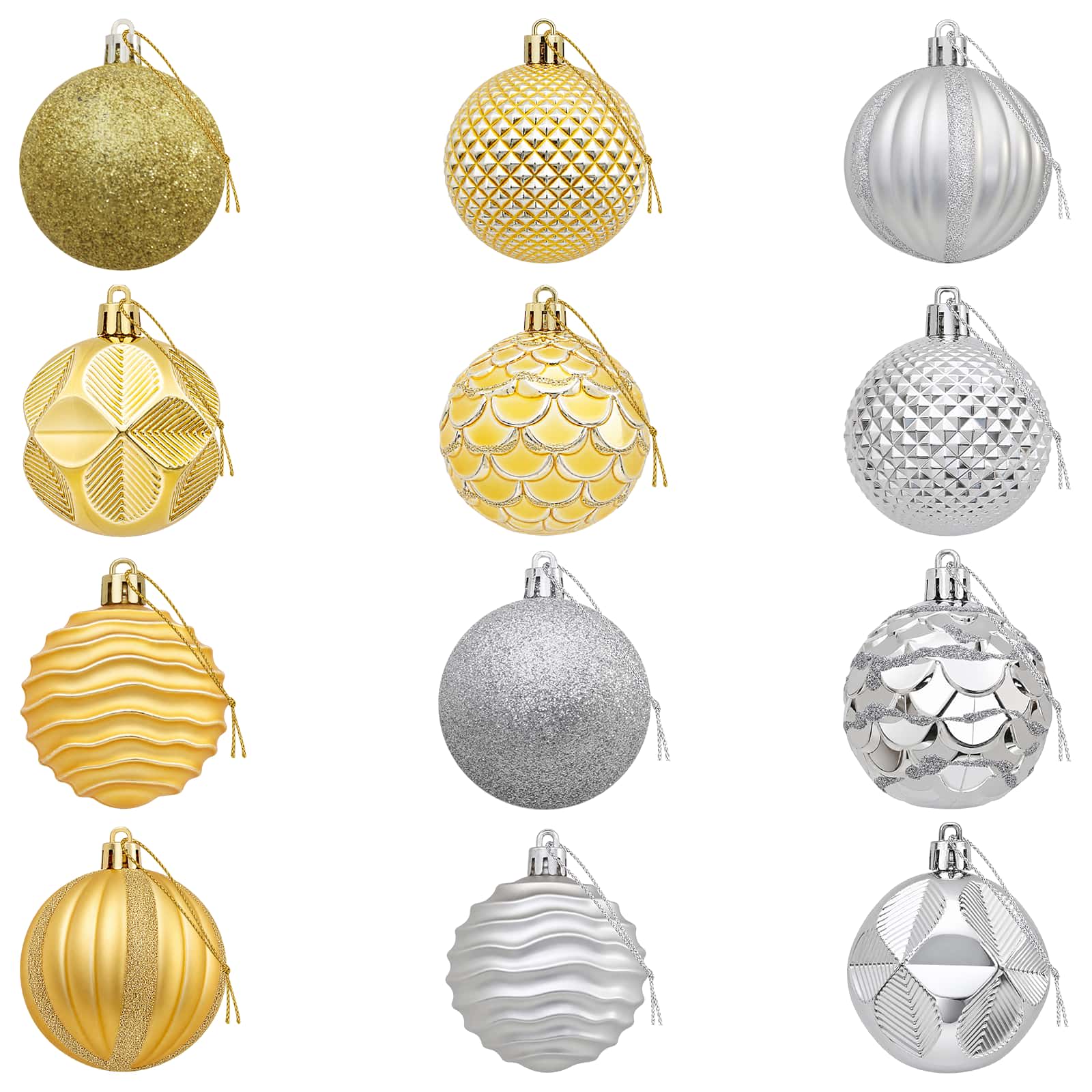 Set di Palline di Natale 36 pz Argento e oro 6 cm Polistirolo