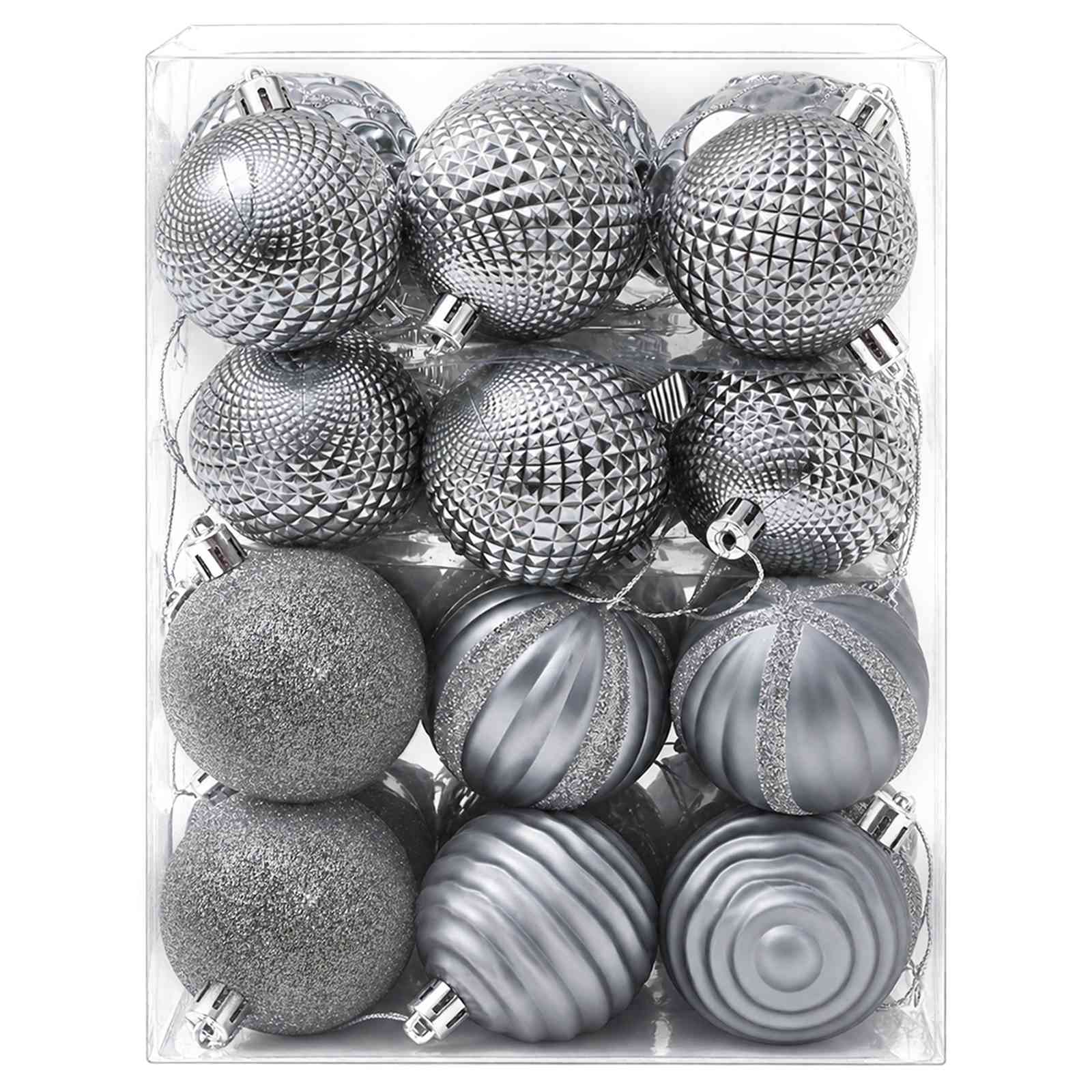 Set di Palline di Natale 36 pz Grigio 6 cm Polistirolo