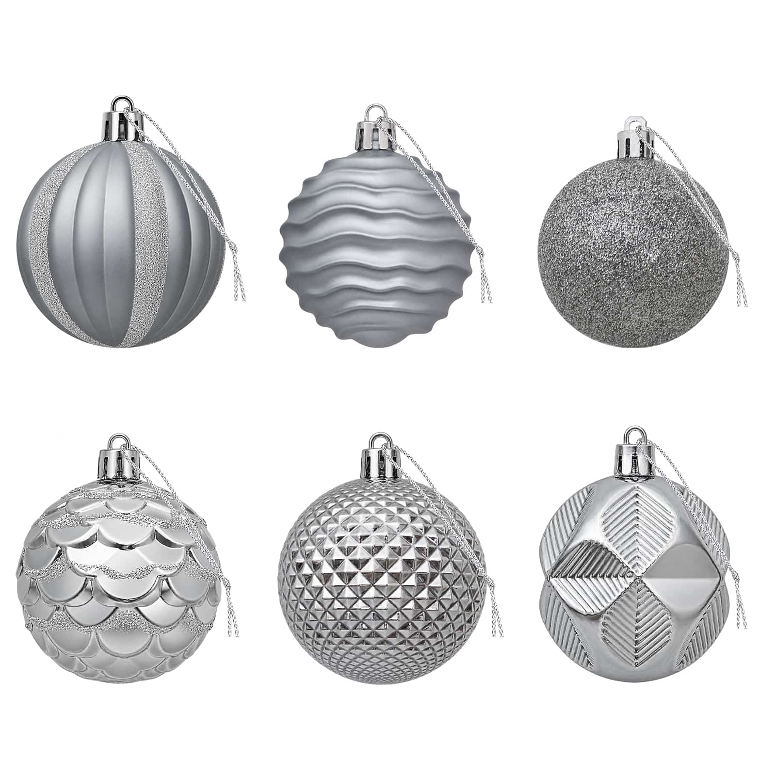 Set di Palline di Natale 36 pz Grigio 6 cm Polistirolo