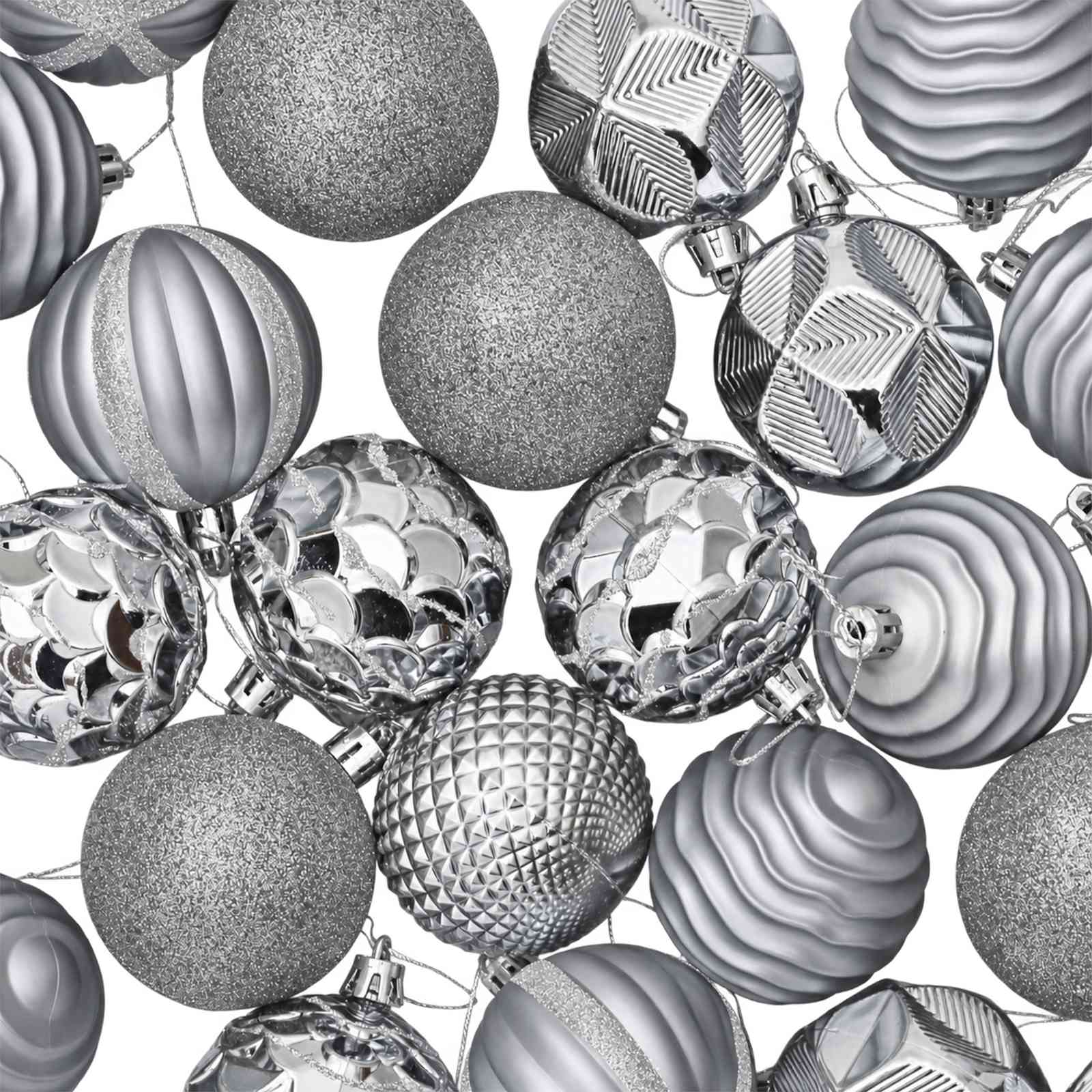 Set di Palline di Natale 36 pz Grigio 6 cm Polistirolo