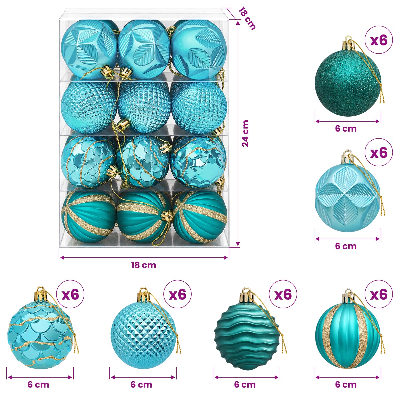 Set di Palline di Natale 36 pz Verde 6 cm Polistirolo