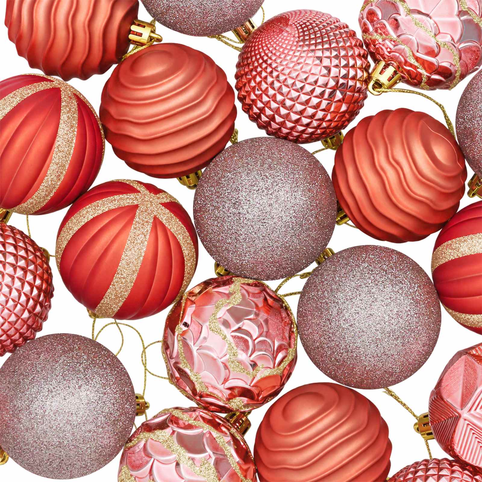 Set di Palline di Natale 36 pz Rosa e rosé 6 cm Polistirolo