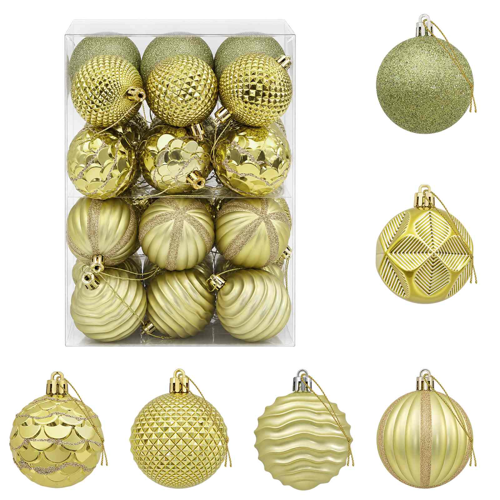 Set di Palline di Natale 36 pz Verde chiaro 6 cm Polistirolo