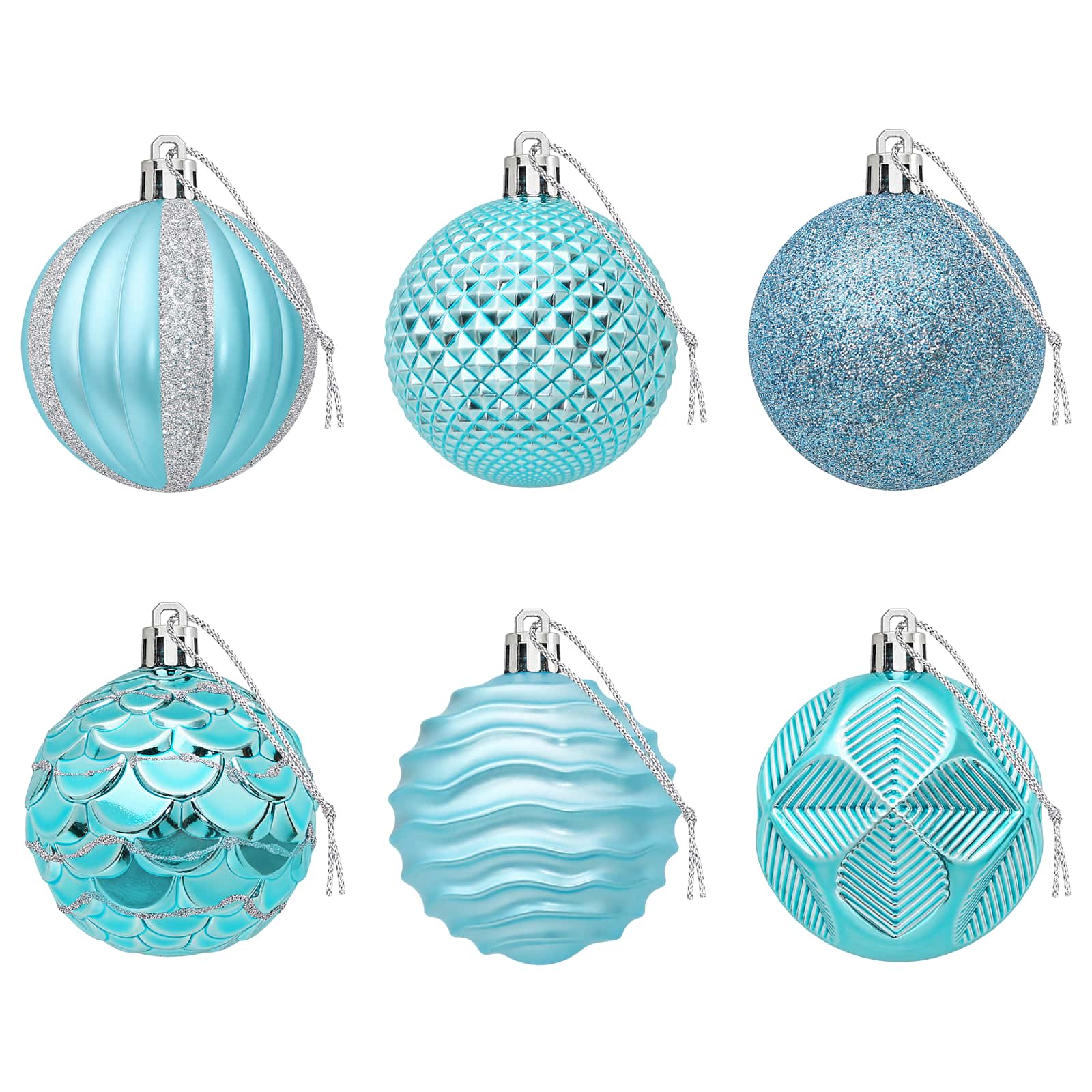Set di Palline di Natale 36 pz Turchese 6 cm Polistirolo