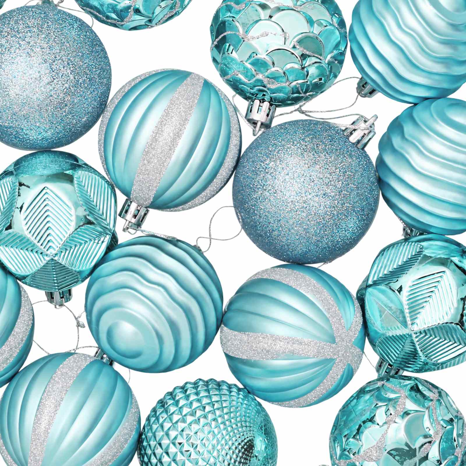 Set di Palline di Natale 36 pz Turchese 6 cm Polistirolo