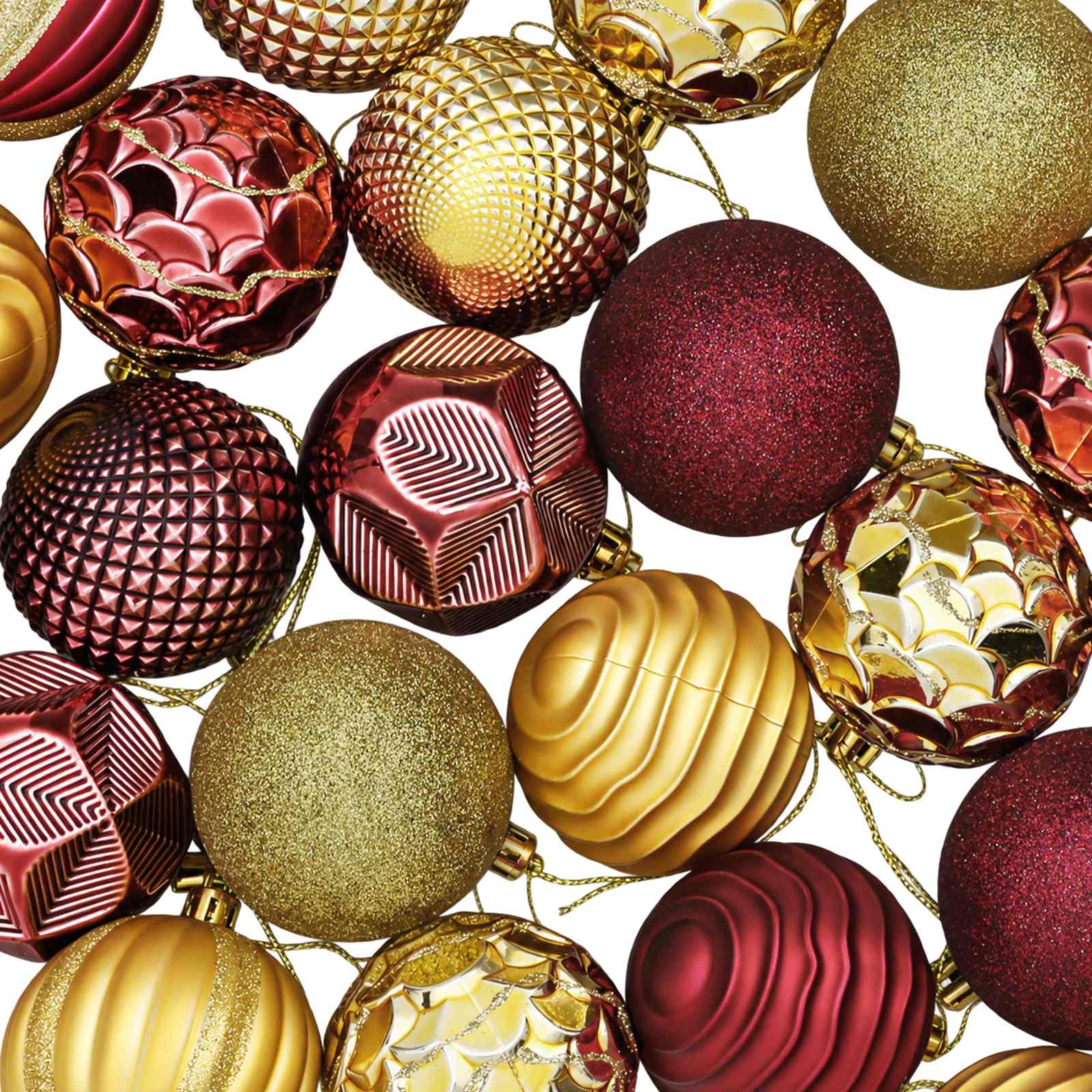 Set di Palline di Natale 36 pz Oro e rosso vino 6 cm