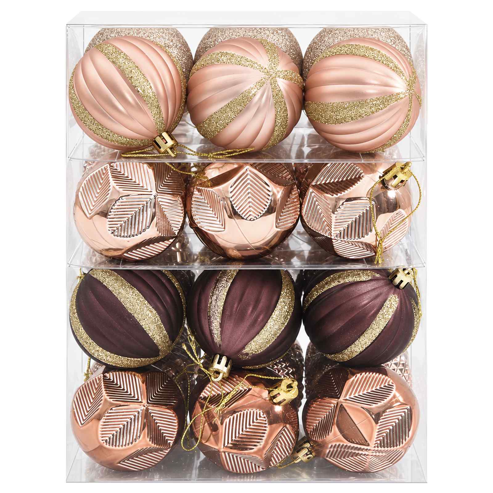 Set di Palline di Natale 36 pz Champagne e marrone 6 cm