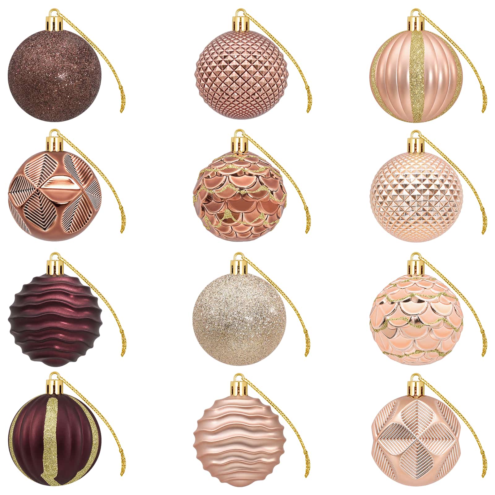 Set di Palline di Natale 36 pz Champagne e marrone 6 cm
