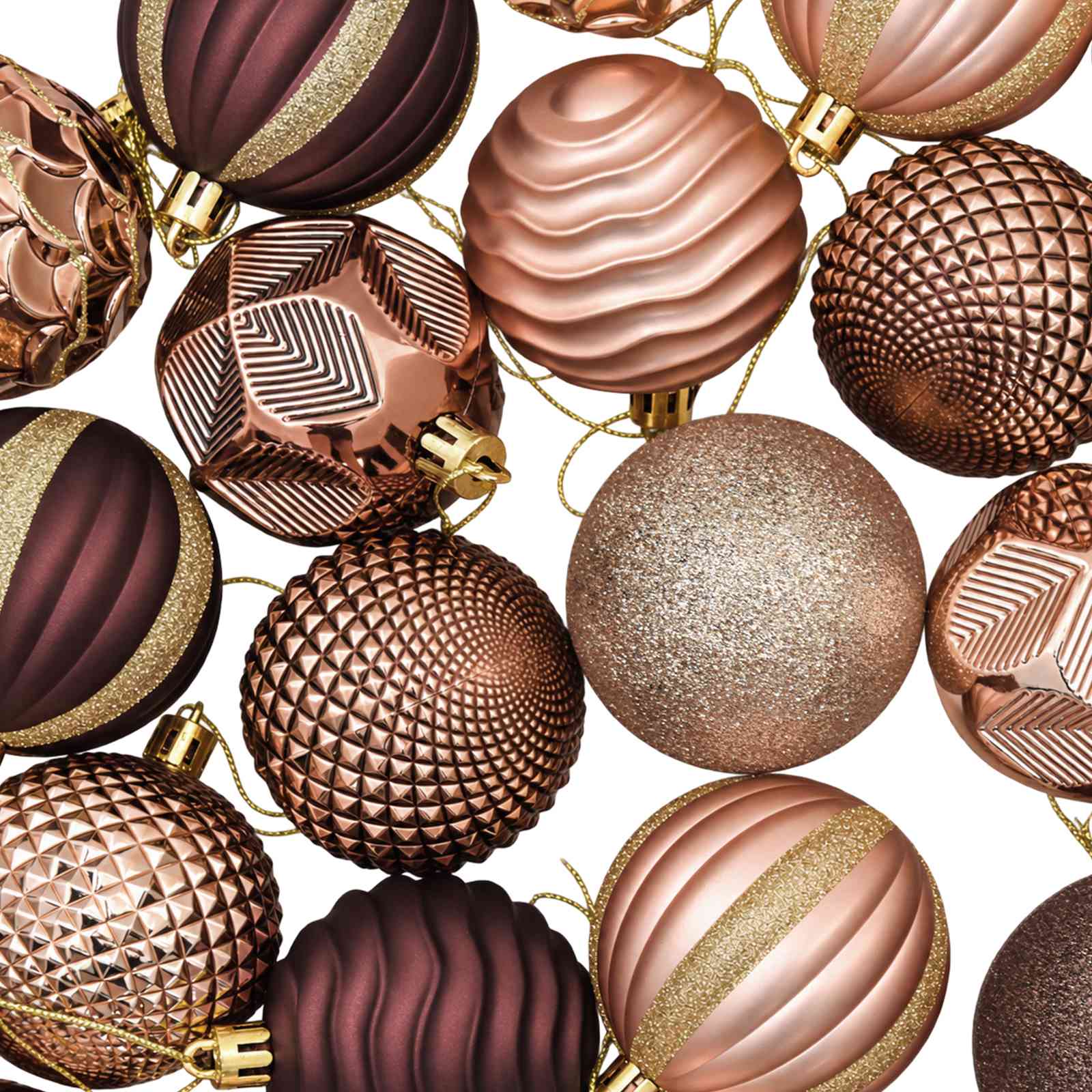Set di Palline di Natale 36 pz Champagne e marrone 6 cm