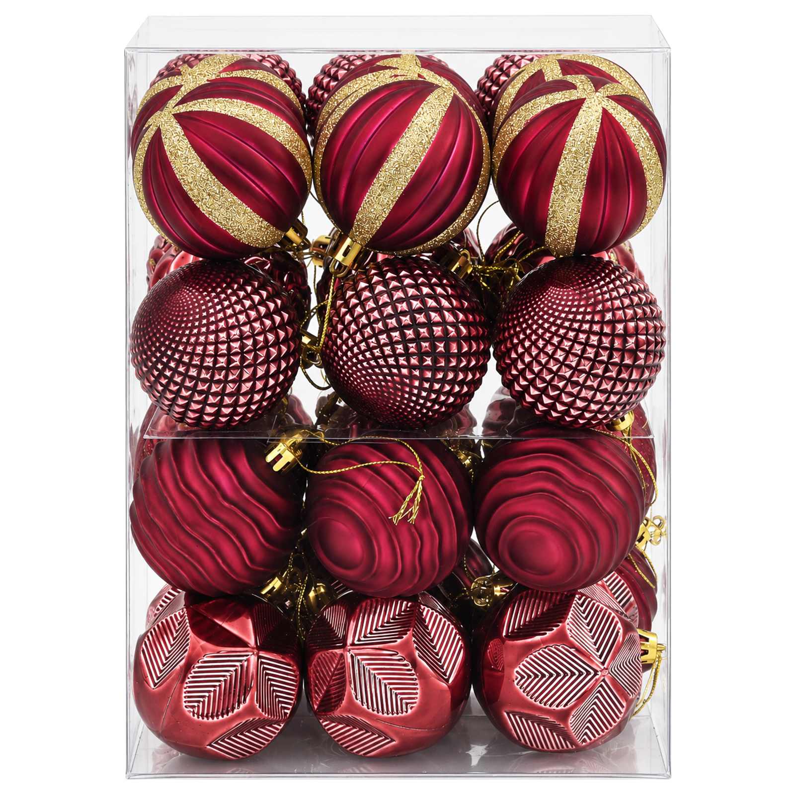 Set di Palline di Natale 36 pz Rosso Vino 6 cm Polistirolo