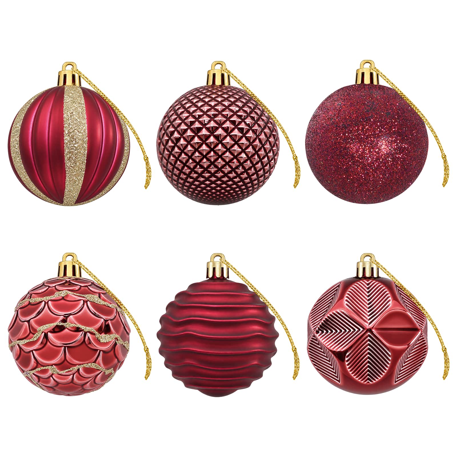 Set di Palline di Natale 36 pz Rosso Vino 6 cm Polistirolo