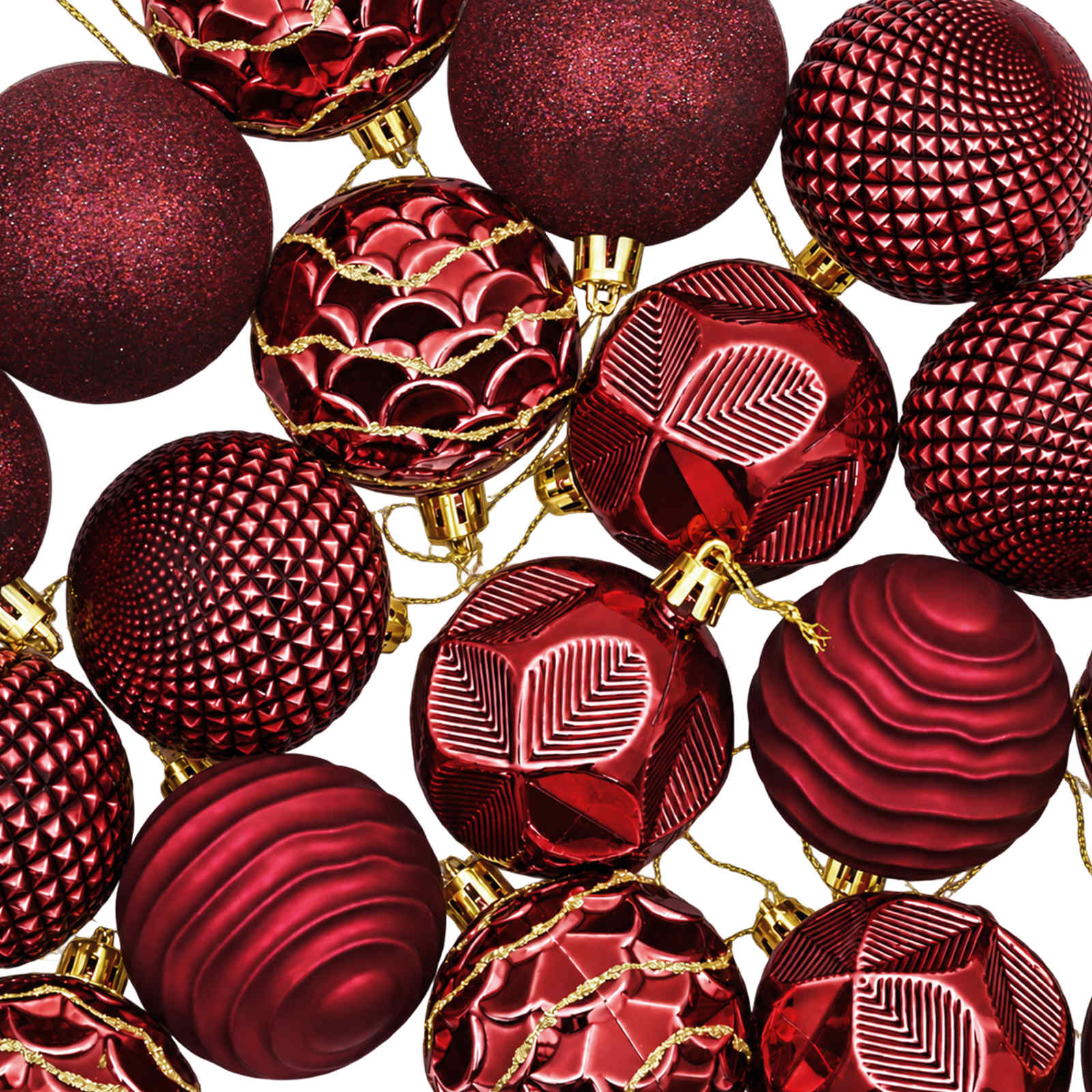 Set di Palline di Natale 36 pz Rosso Vino 6 cm Polistirolo