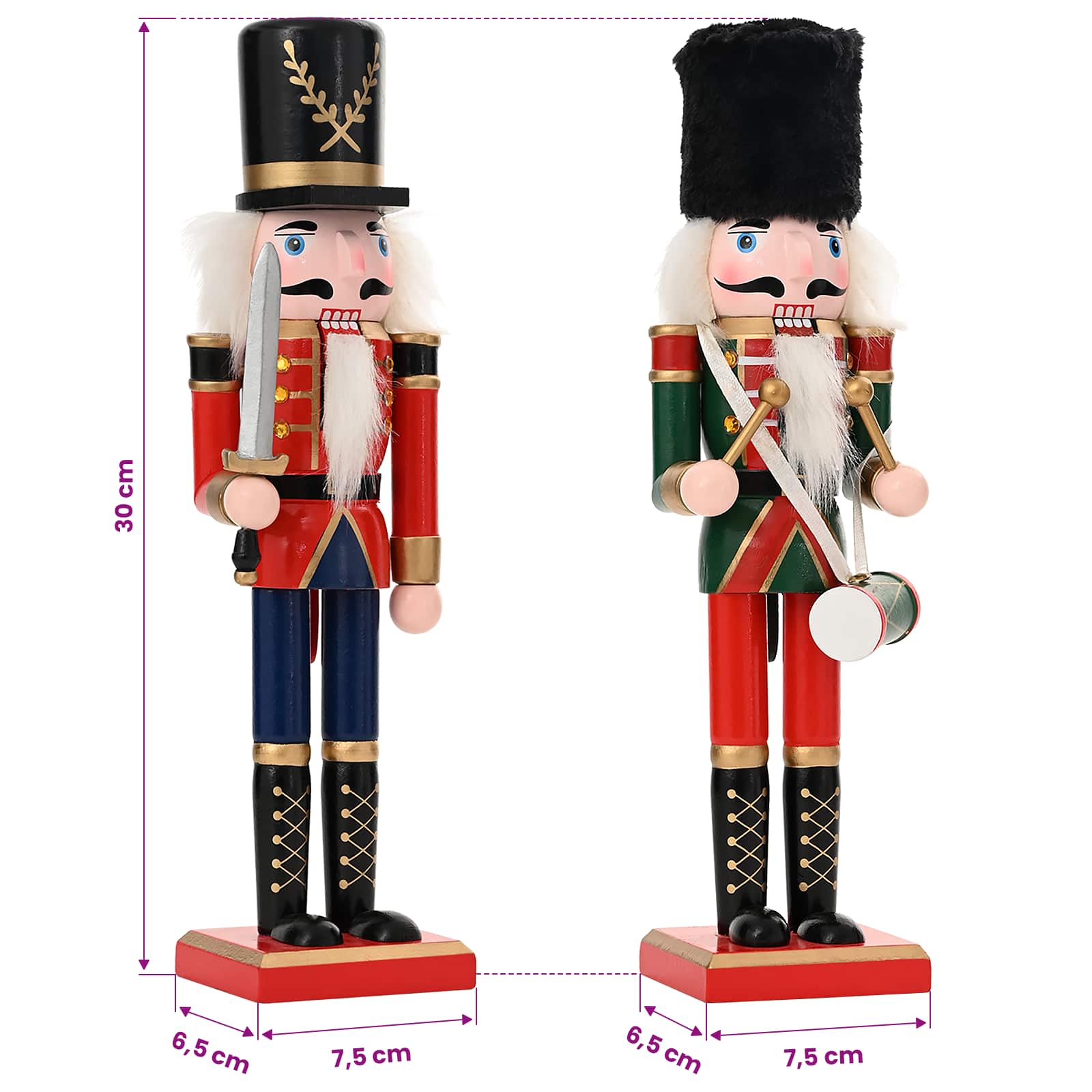 Schiaccianoci di Natale TURKU 2 pz Rosso e Nero 30 cm