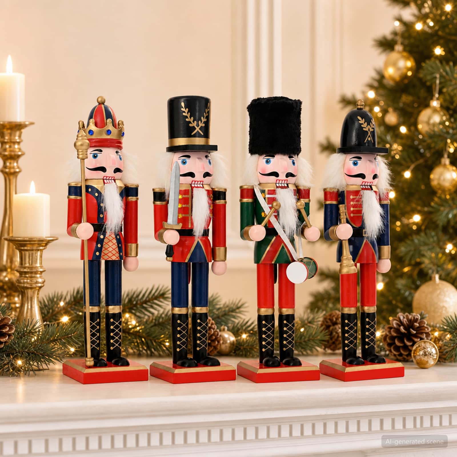 Schiaccianoci di Natale TURKU 4 pz Rosso e Nero 30 cm