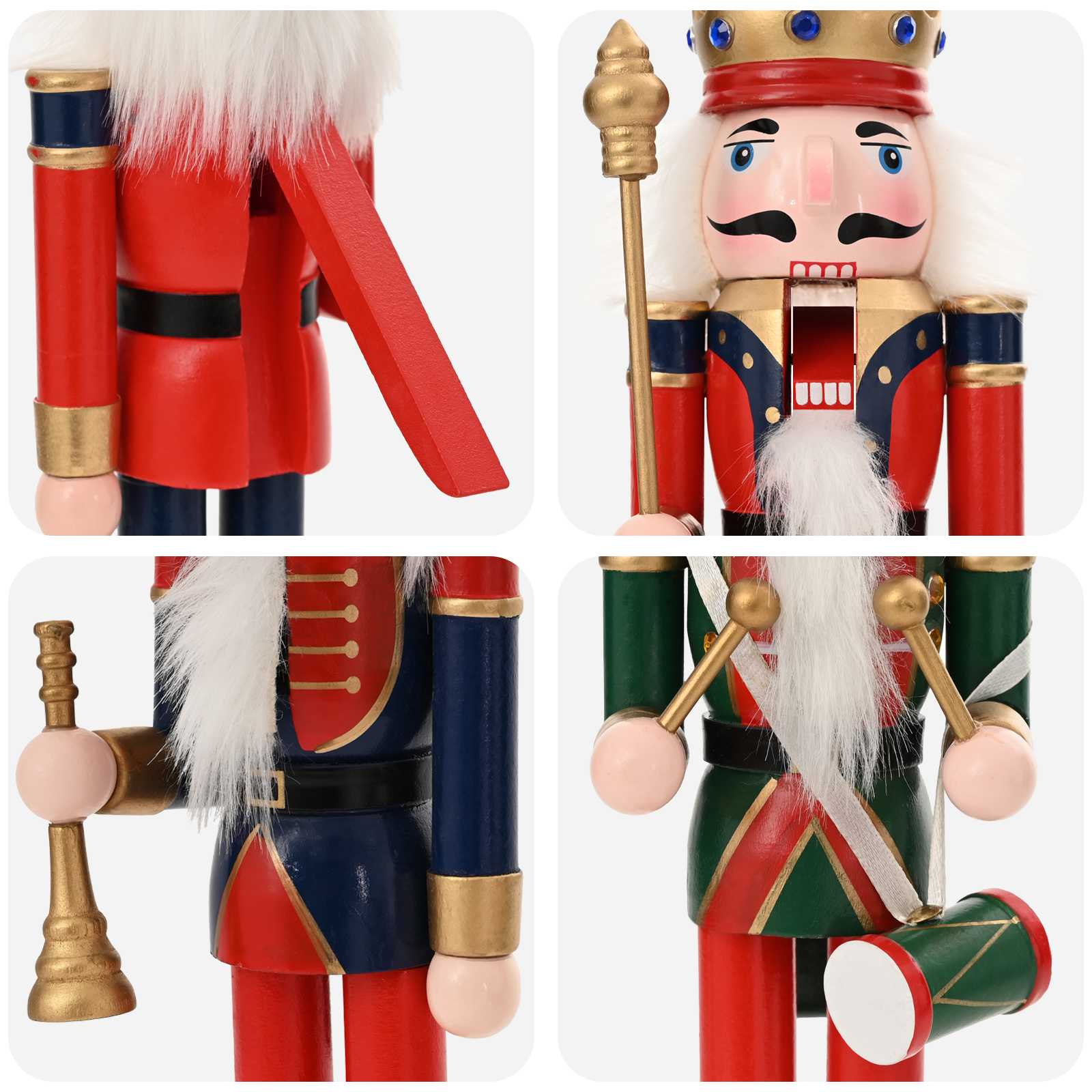 Schiaccianoci di Natale TURKU 4 pz Rosso e Nero 30 cm