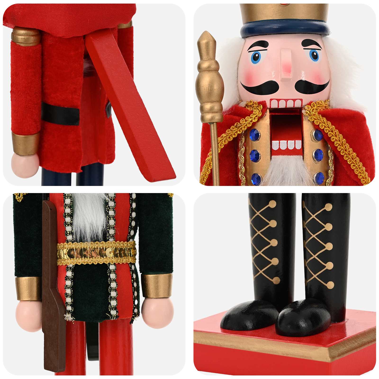 Schiaccianoci di Natale TURKU 2 pz Rosso e Nero 38 cm