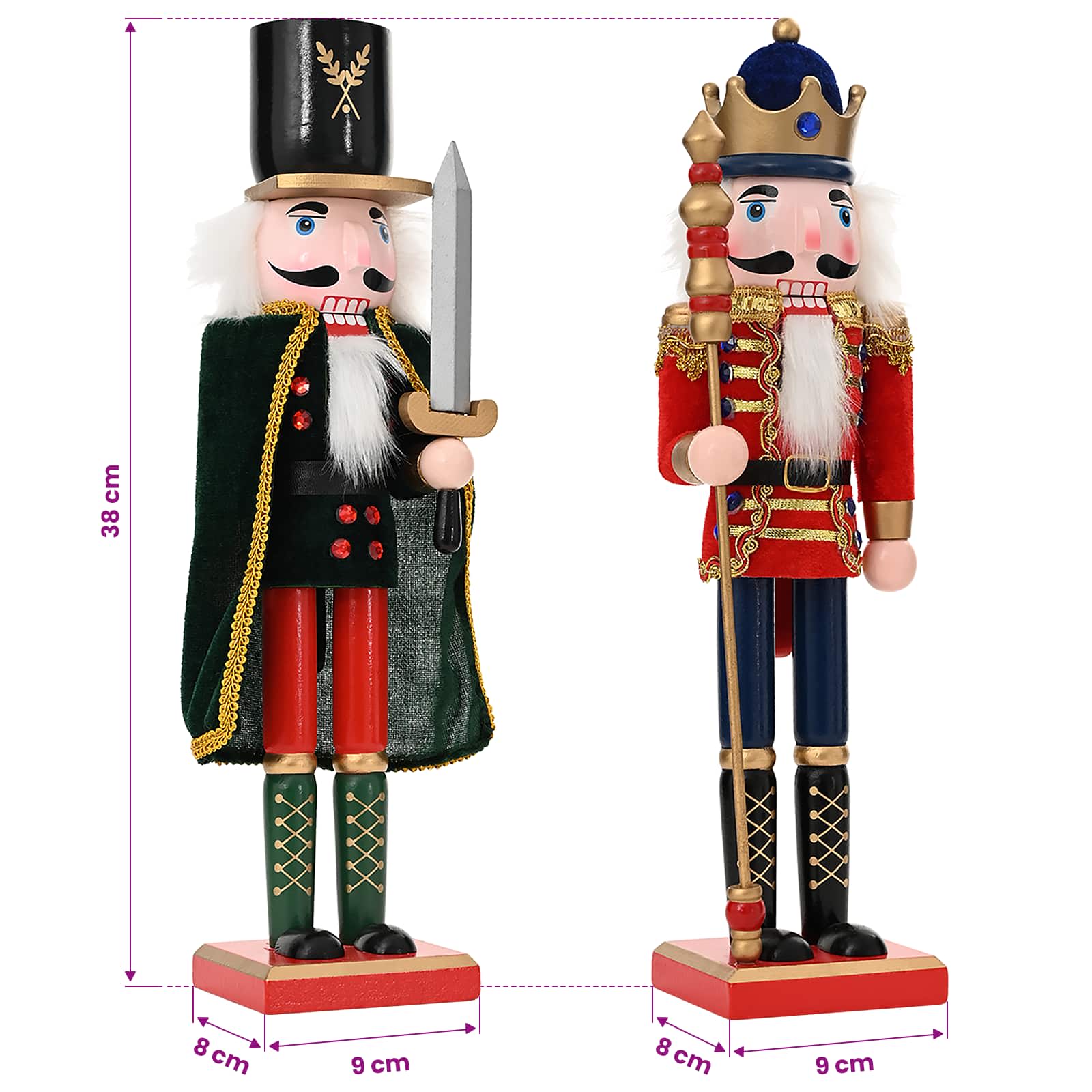 Schiaccianoci di Natale TURKU 2 pz Rosso e Nero 38 cm