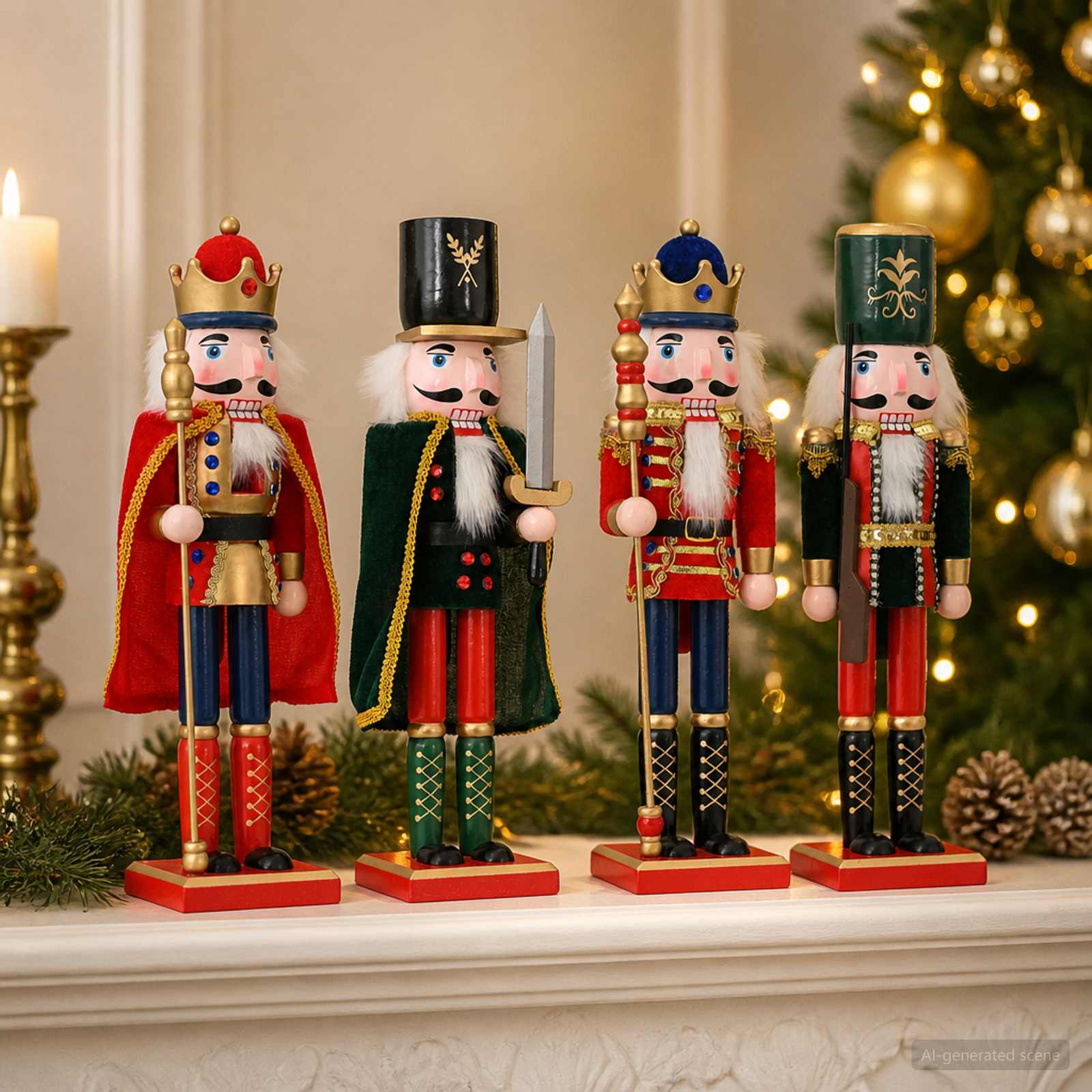 Schiaccianoci di Natale TURKU 4 pz Rosso e Nero 38 cm