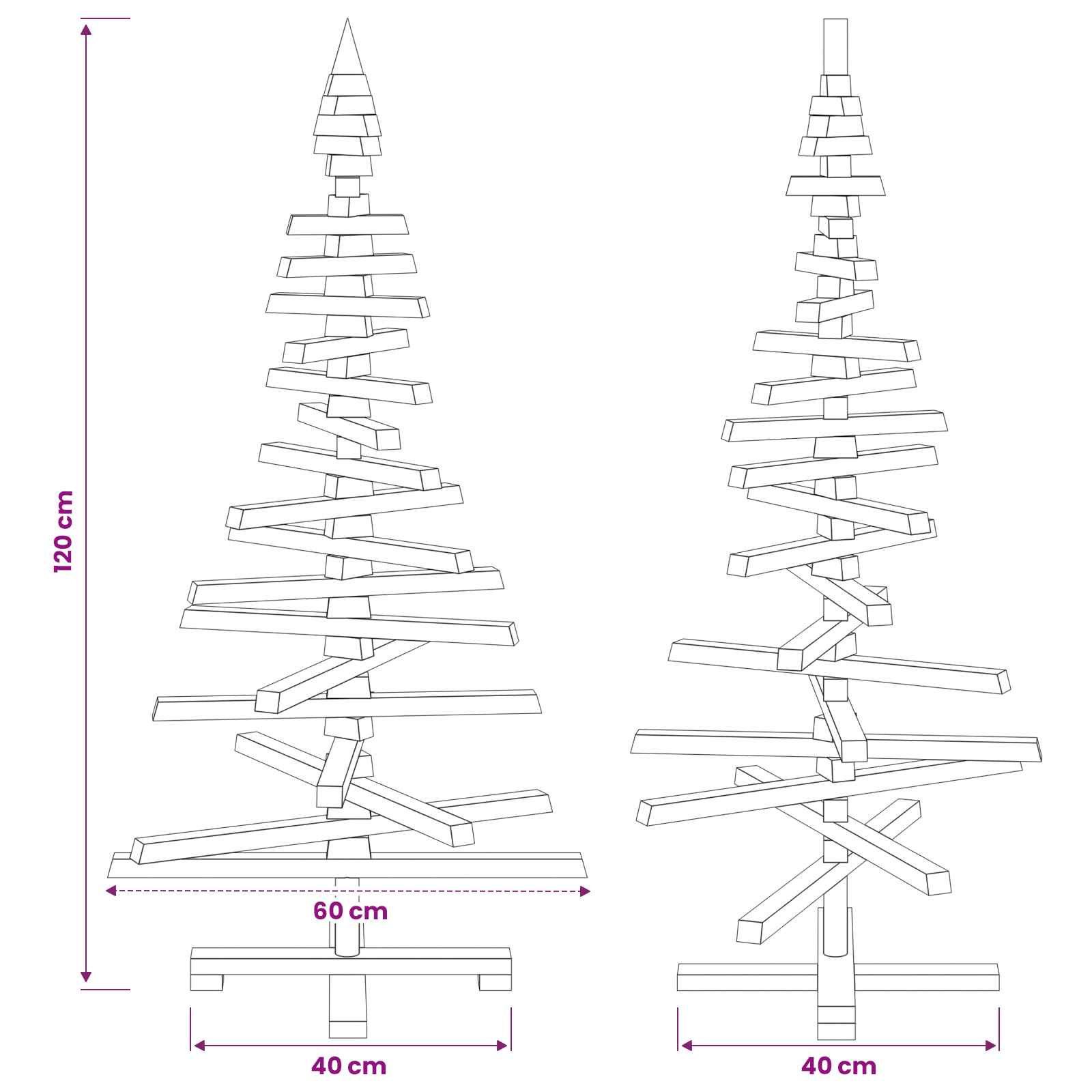 Albero di Natale in legno KOTKA 120 cm Legno Massello di Pino