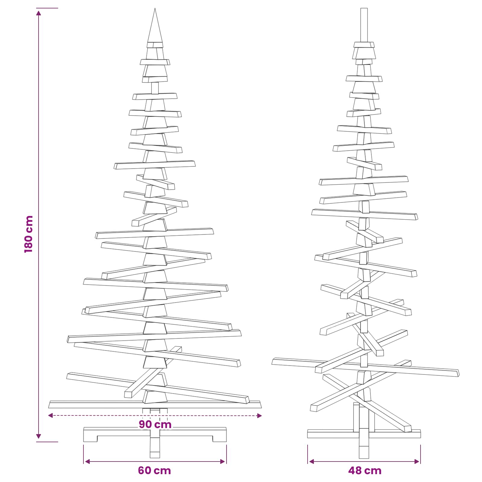 Albero di Natale in legno KOTKA 180 cm Legno Massello di Pino