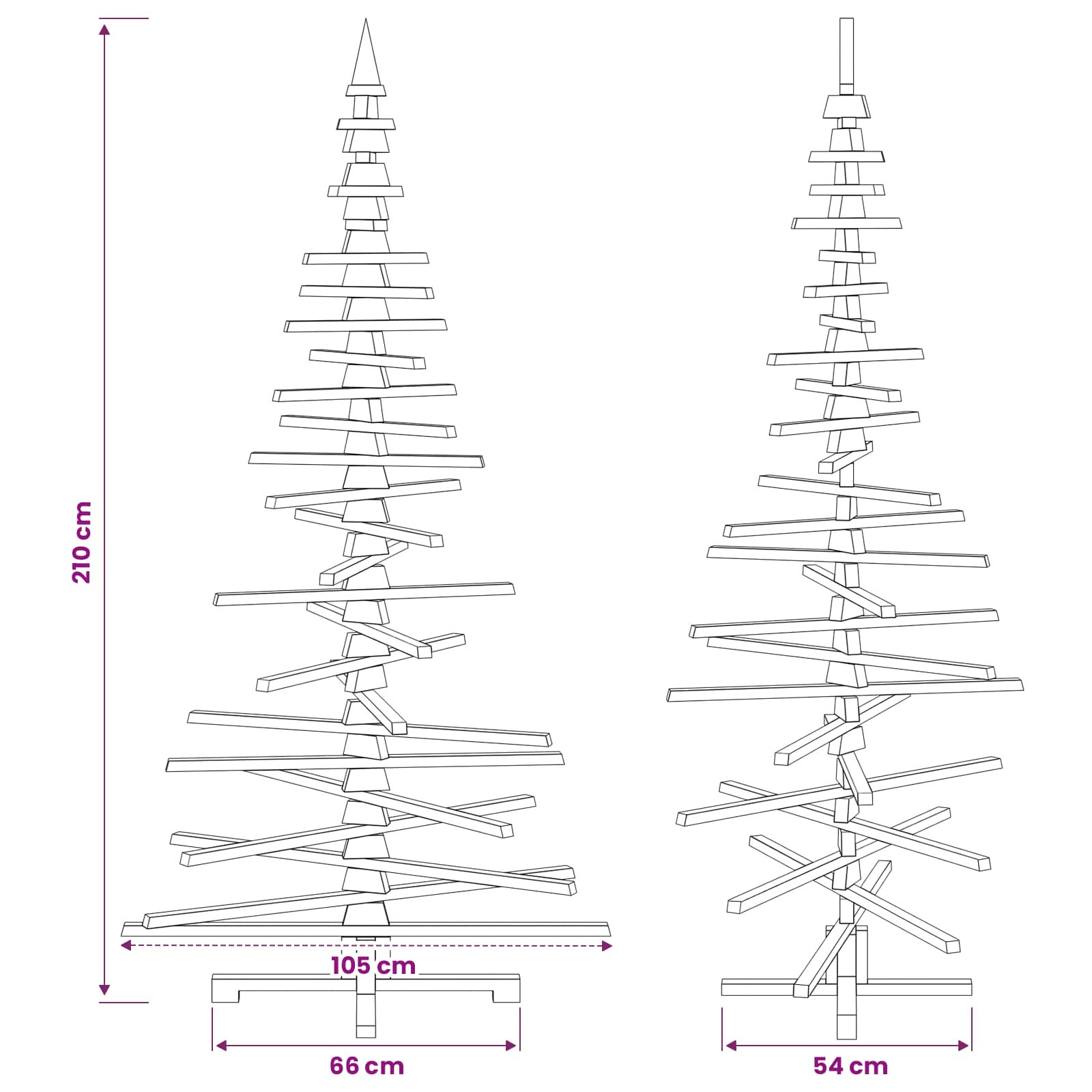 Albero di Natale in legno KOTKA 210 cm Legno Massello di Pino