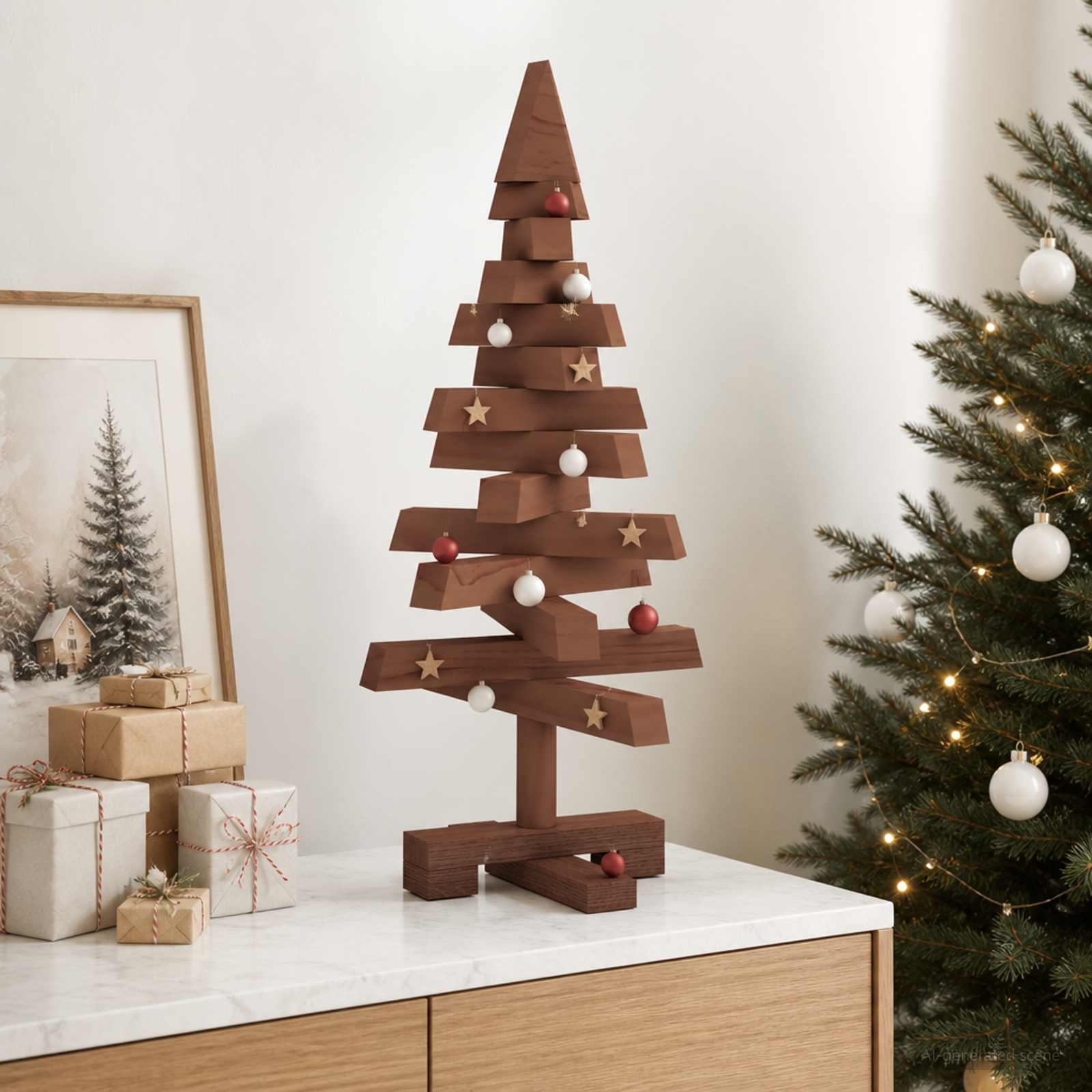 Albero di Natale in legno KOTKA 60 cm Legno Massello di Pino