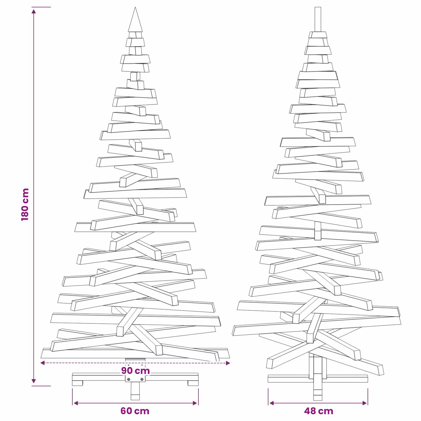 Albero di Natale in legno KOTKA 180 cm Legno Massello di Pino