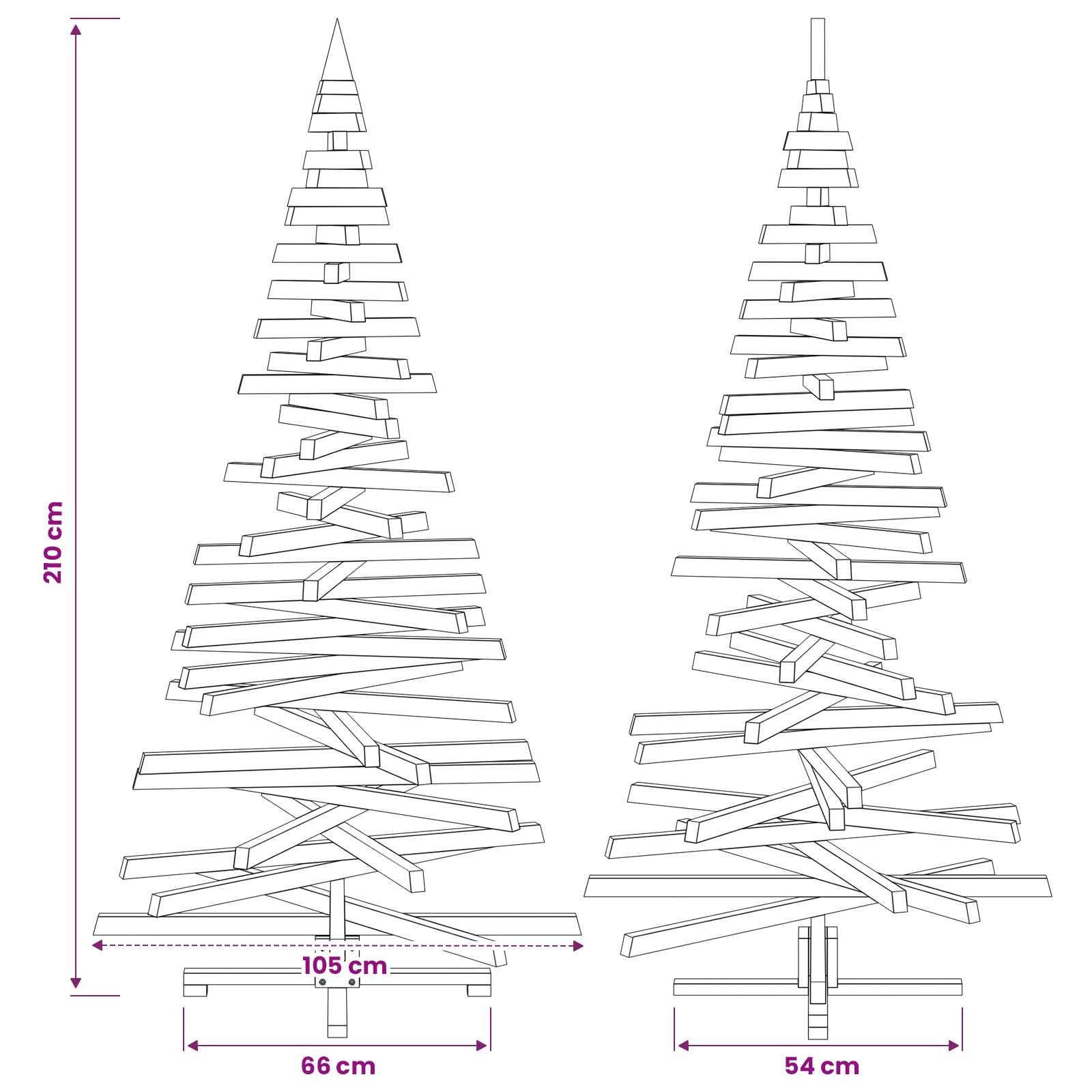 Albero di Natale in legno KOTKA 210 cm Legno Massello di Pino