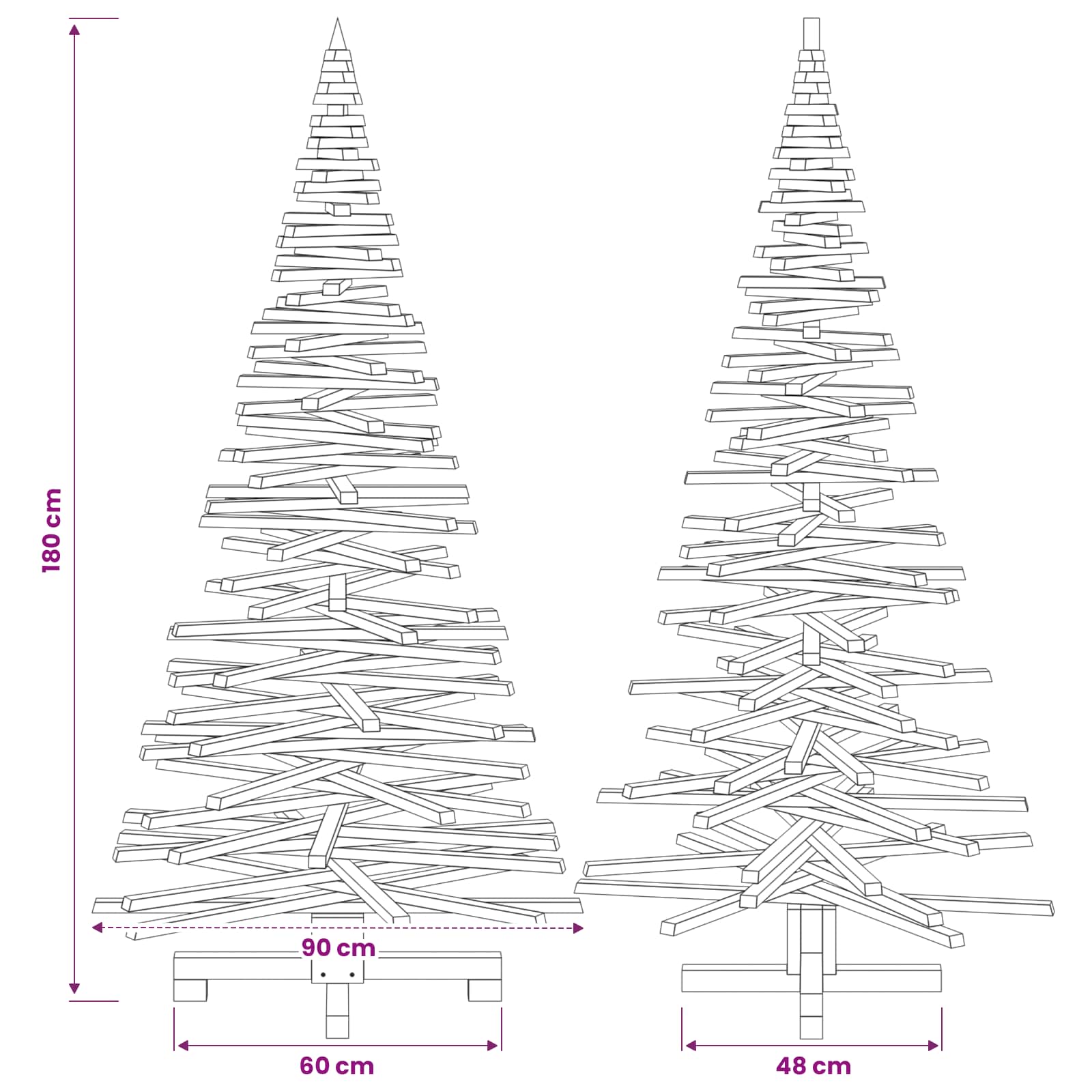 Albero di Natale in legno KOTKA 180 cm Legno Massello di Pino