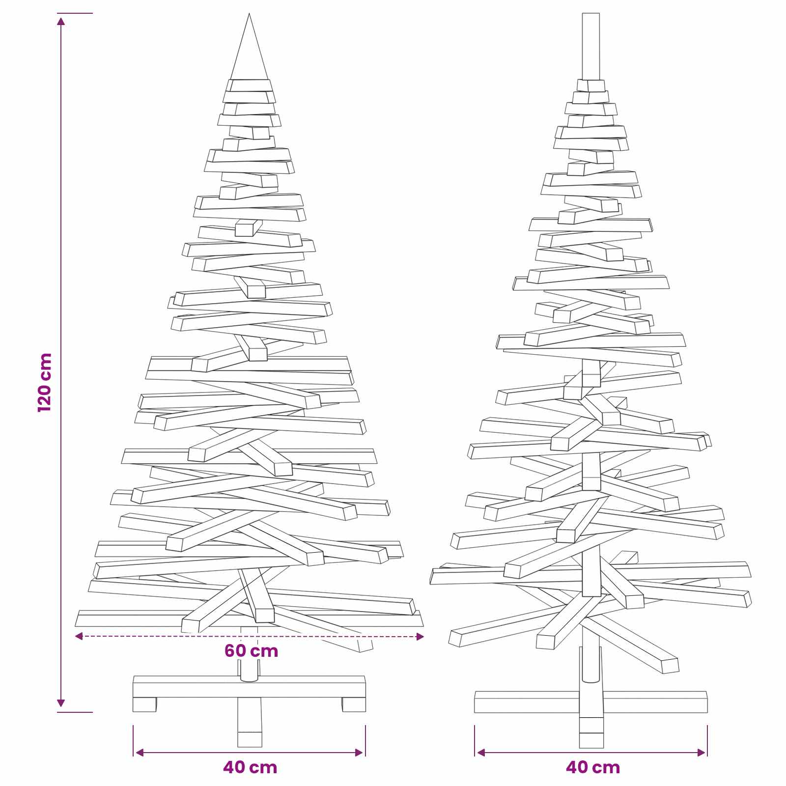 Albero di Natale in legno KOTKA 120 cm Legno Massello di Pino