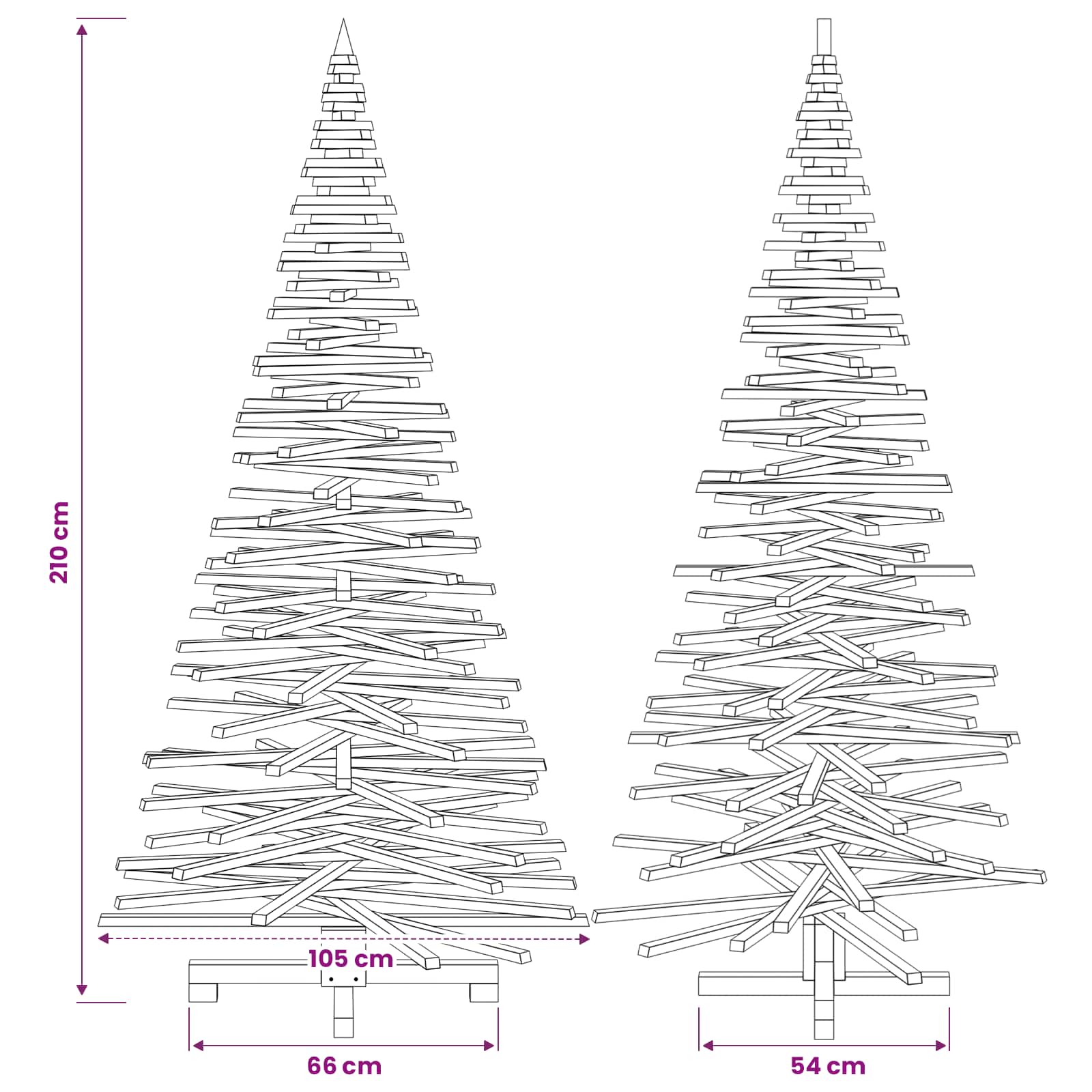 Albero di Natale in legno KOTKA 210 cm Legno Massello di Pino