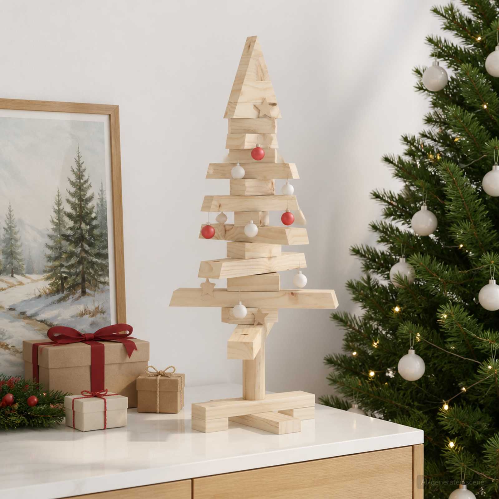 Albero di Natale in legno KOTKA 60 cm Legno Massello di Pino