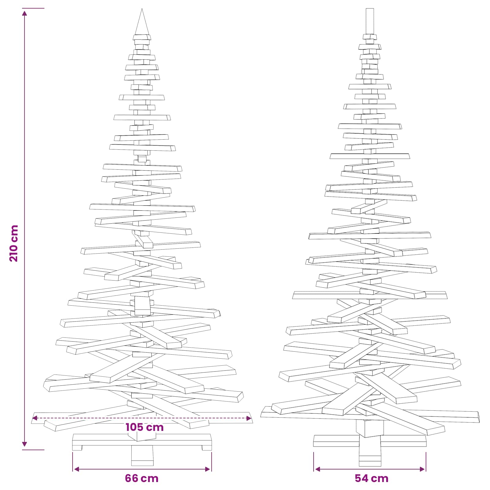 Albero di Natale in legno KOTKA 210 cm Legno Massello di Pino