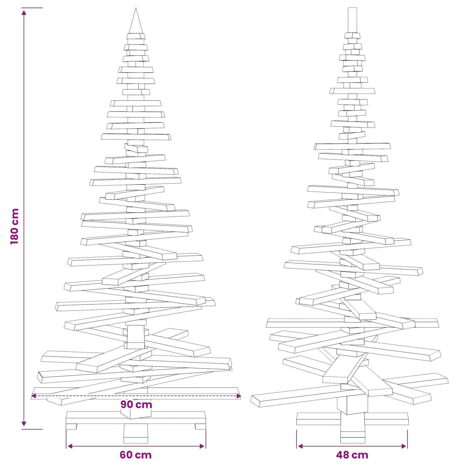 Albero di Natale in legno KOTKA 180 cm Legno Massello di Pino
