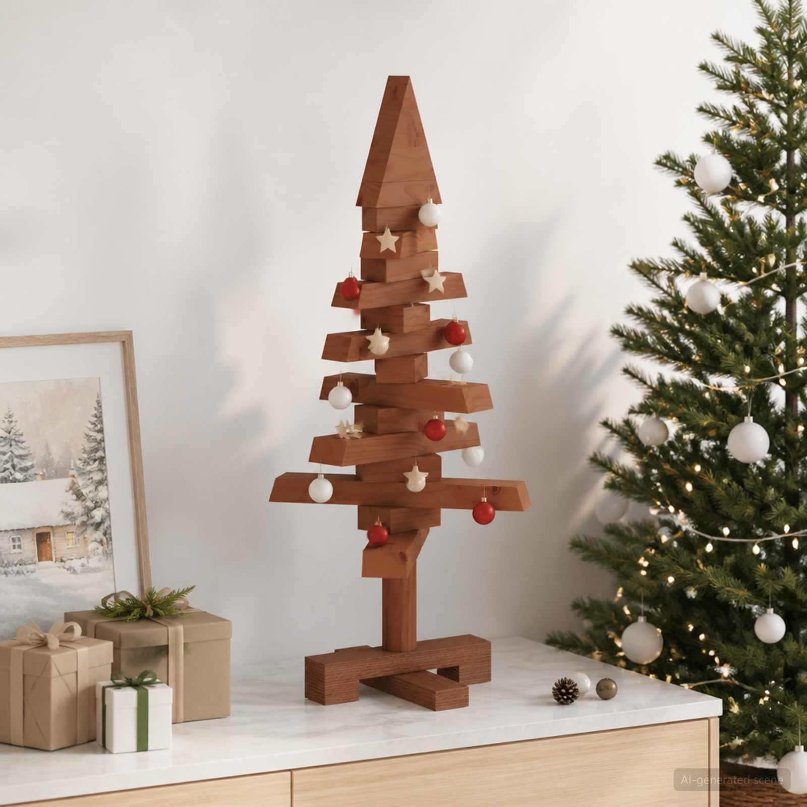 Albero di Natale in legno KOTKA 60 cm Legno Massello di Pino