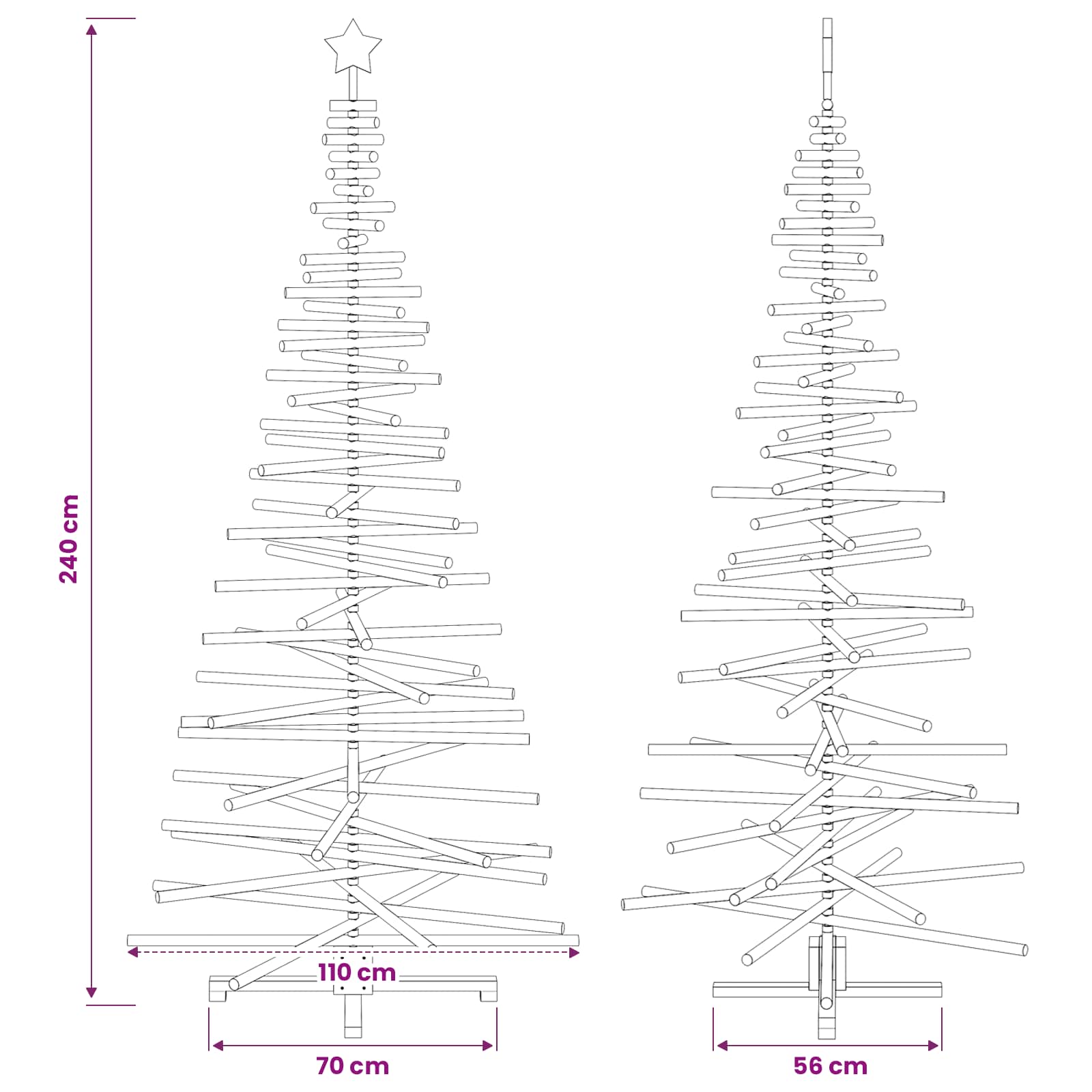 Albero di Natale in legno KOTKA 240 cm Legno Massello di Pino