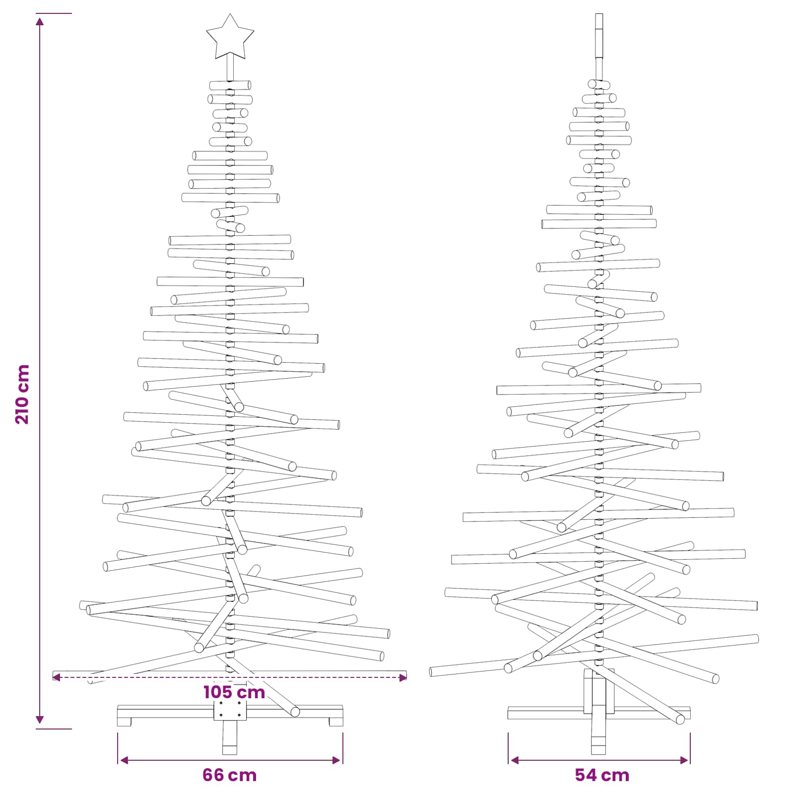 Albero di Natale in legno KOTKA 210 cm Legno Massello di Pino
