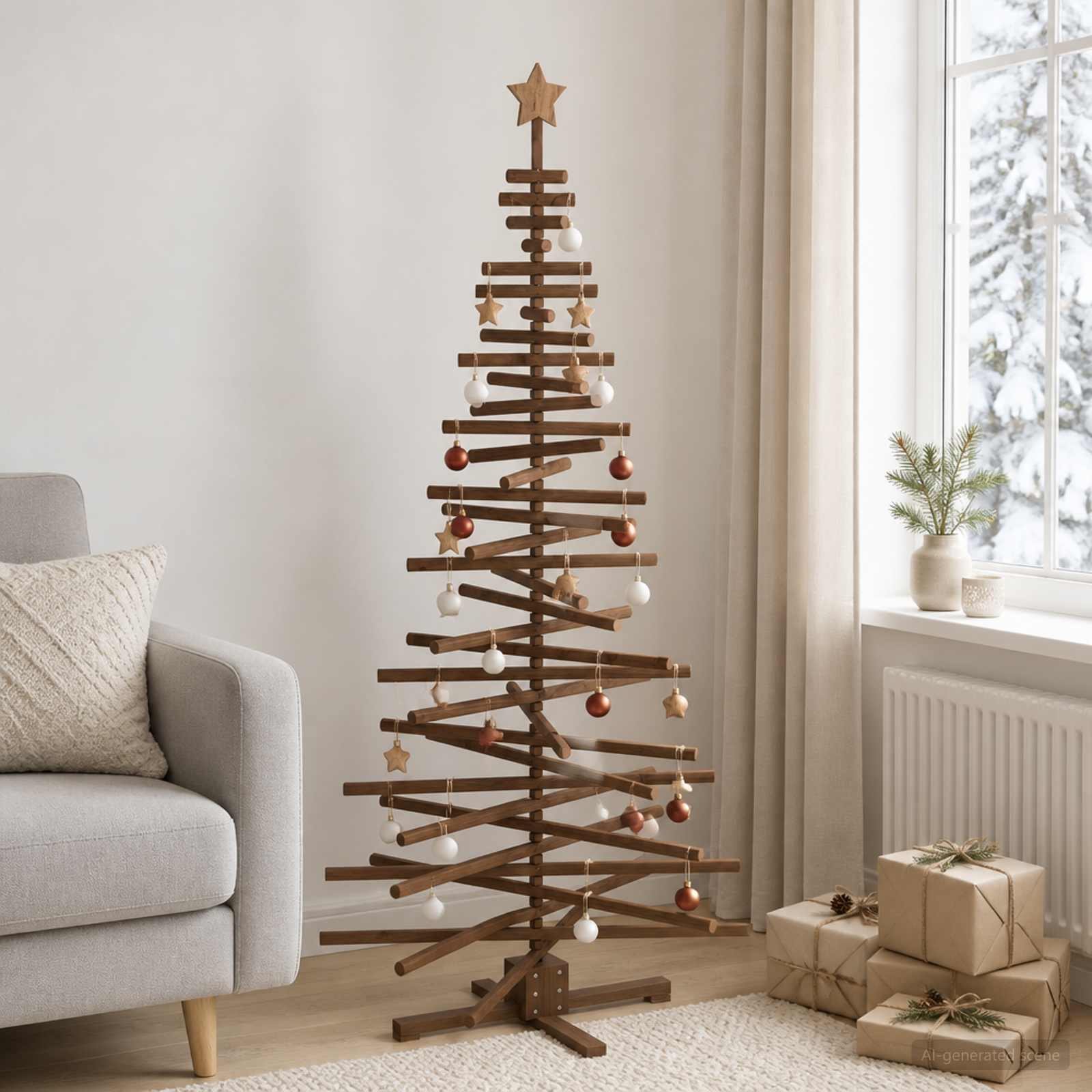 Albero di Natale in legno KOTKA 180 cm Legno Massello di Pino