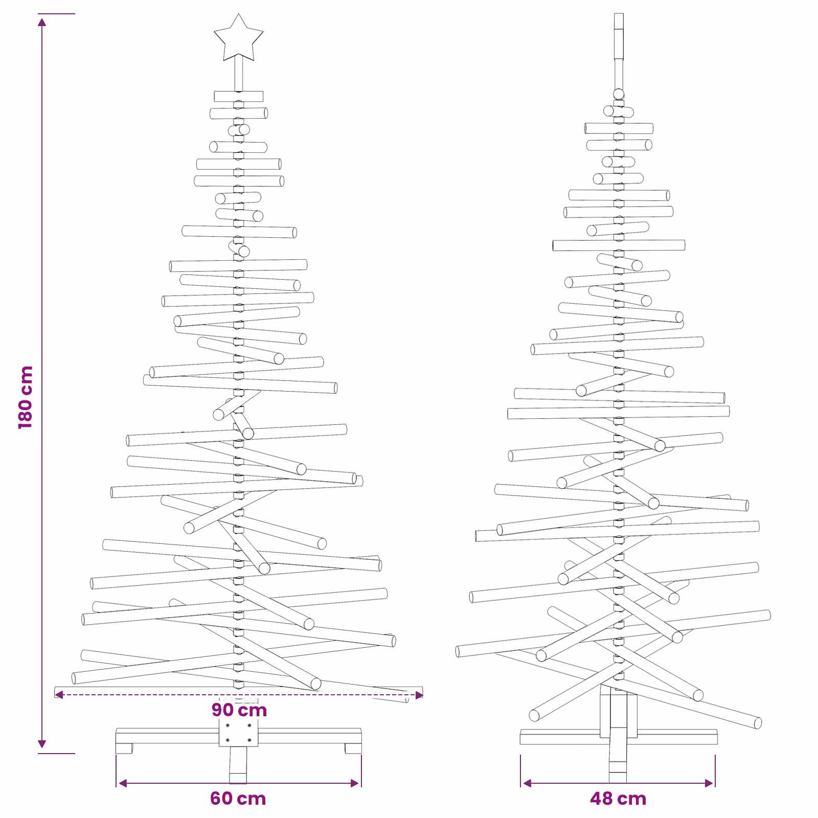 Albero di Natale in legno KOTKA 180 cm Legno Massello di Pino
