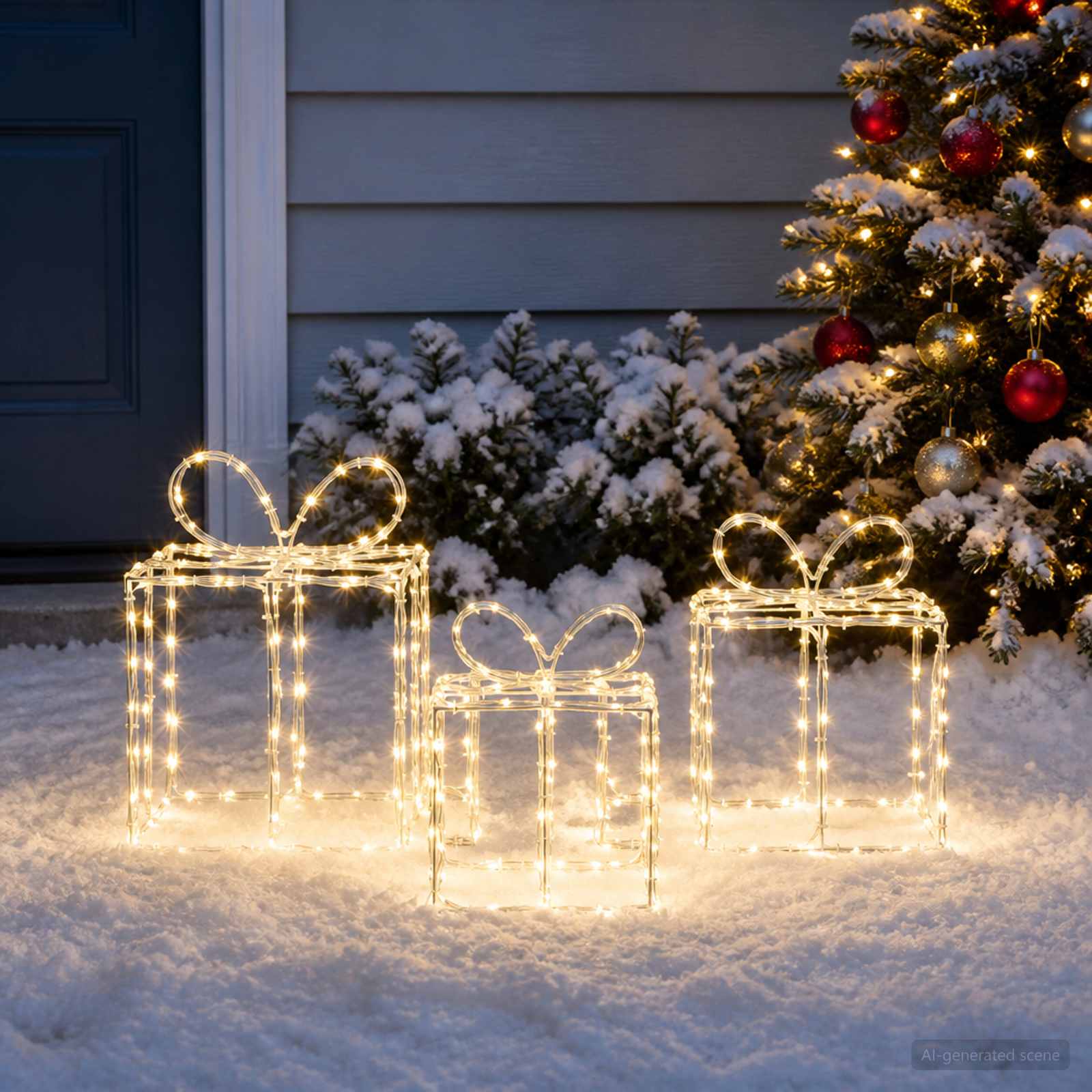 Scatole regalo di Natale luminose LOVIISA 3 pz 360 LED