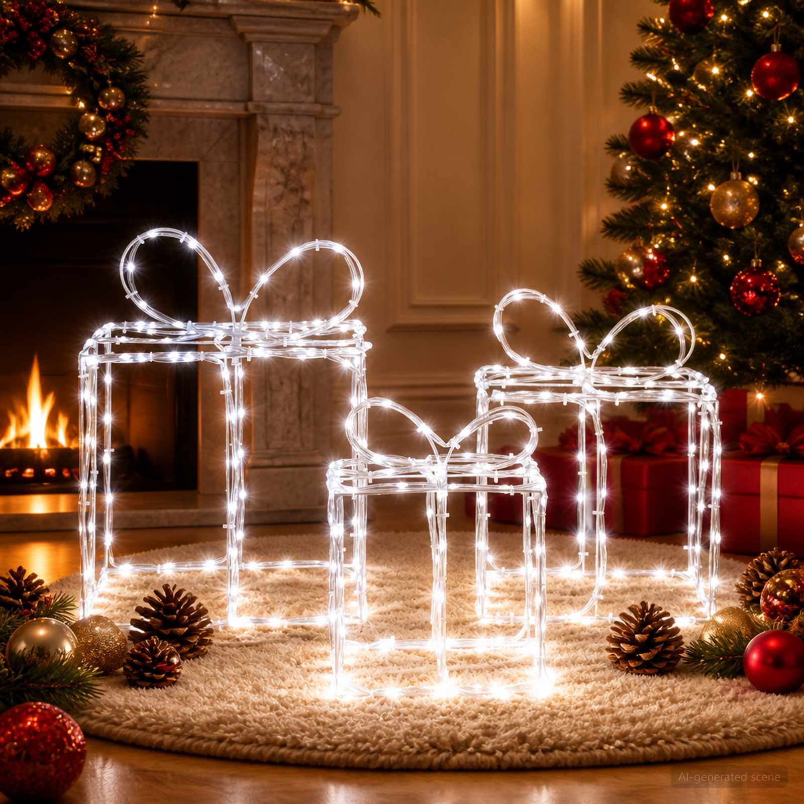 Scatole regalo di Natale luminose LOVIISA 3 pz 360 LED
