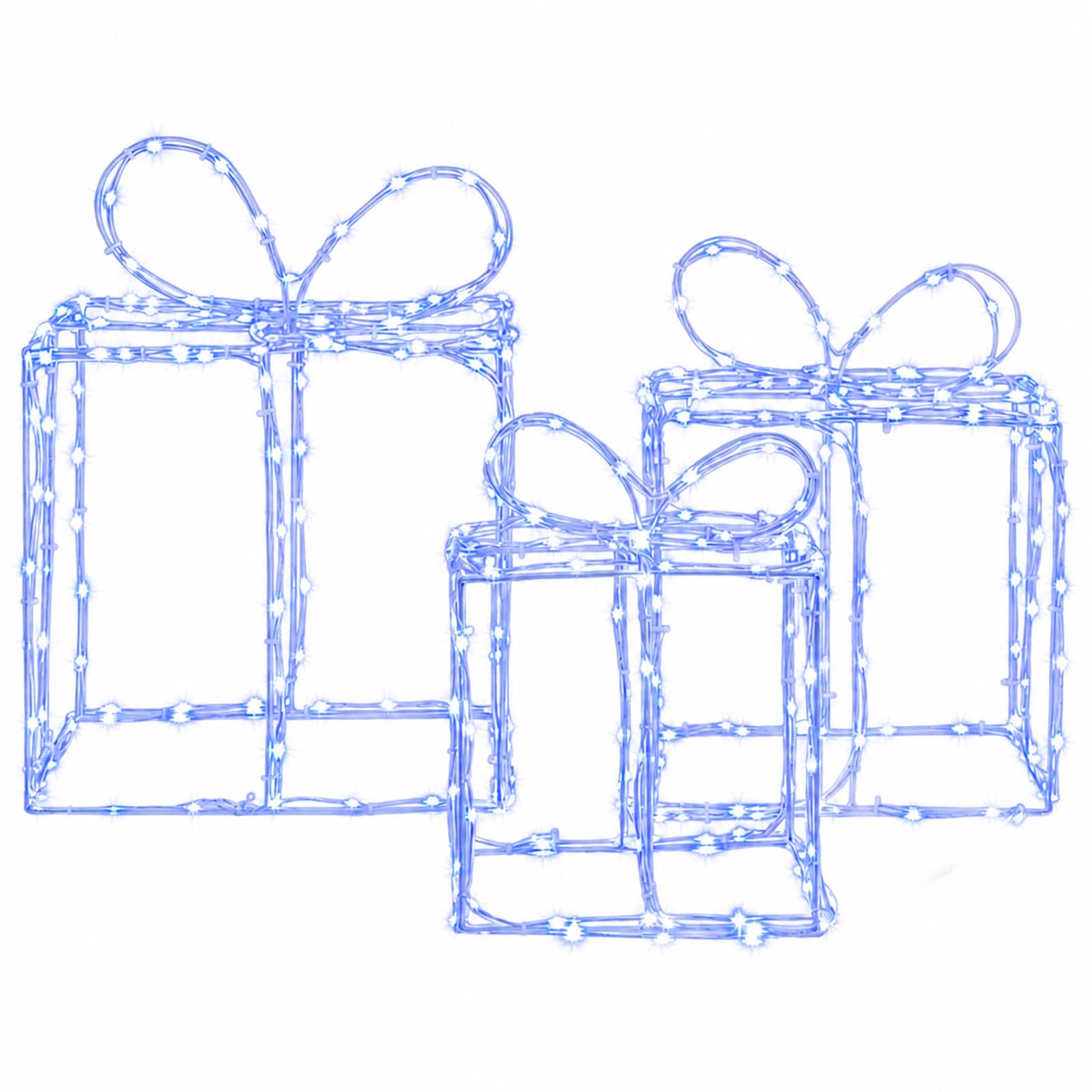 Scatole regalo di Natale luminose LOVIISA 3 pz 360 LED Blu